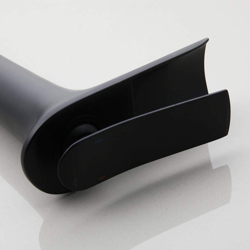 Premium Matte Black Waterfall Bathroom Sink Faucet - Modern Vessel Basin Mixer Tap with Single Handle, Wall Mount Design for Bathroom Vanity & Powder Room Upgrade