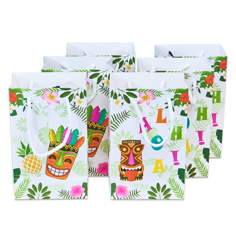 WERNNSAI 16PCS Hawaiian Party Favor Bags - Tropical Luau Party Supplies with Tiki & Pineapple Designs for Birthday, Baby Shower, Summer Pool Party & Beach Picnic | Perfect for Hawaiian Theme Parties, Luau Decorations & Tropical Celebrations