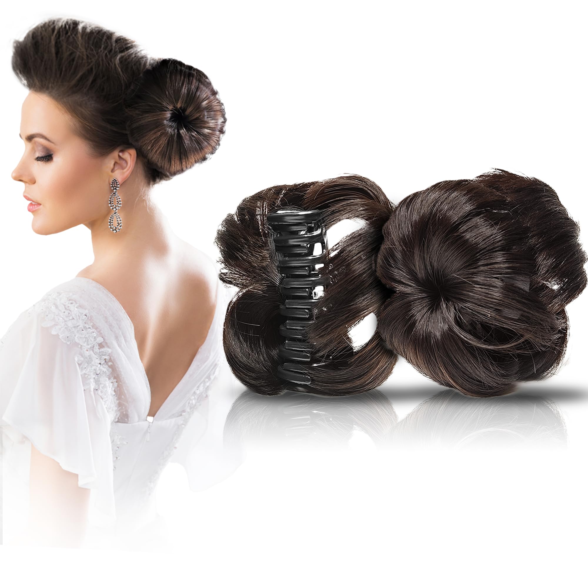 Stylish Artificial Hair Bun Clip for Women - 1PC Brown Jooda Bun Hairstyle Accessory | Perfect for Parties, Weddings & Everyday Elegance
