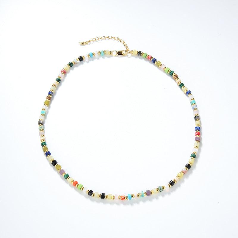 European & American Style Multi-Gem Turquoise Shoushan Stone Necklace for Women - Elegant Boho Jewelry Gift for Parties, Weddings & Special Occasions