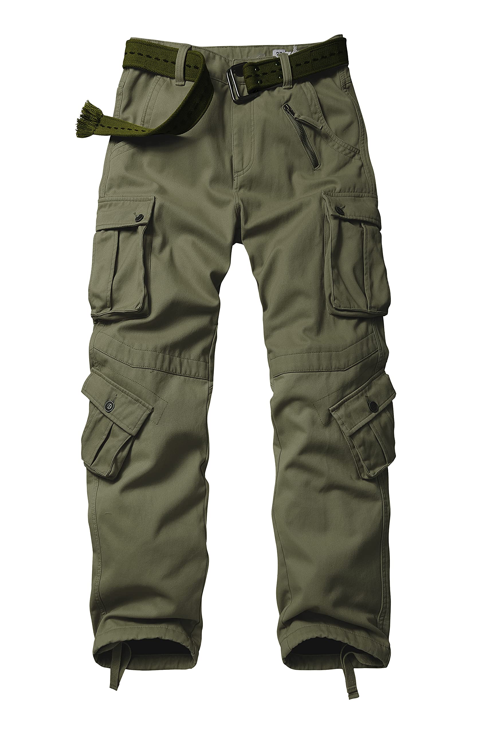 AKARMY Men's Fleece Lined Hiking Pants - Waterproof Outdoor Cargo Pants for Hiking, Skiing & Work with 8 Pockets - Warm Winter Tactical Pants for Camping & Snow Activities