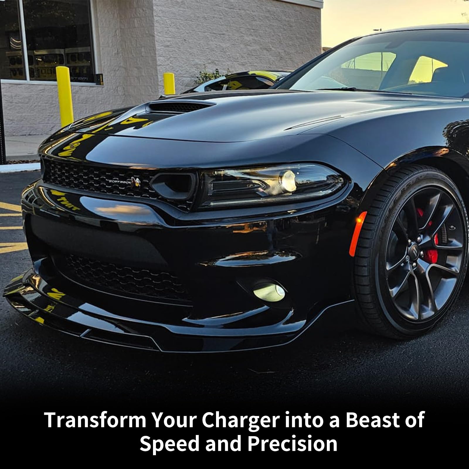 **WildWell Front Bumper Lip for 2015-2024 Dodge Charger SRT | Rock Style Front Lip Splitter | Air Chin Body Kit | Non-Widebody Glossy Black | Enhances Aerodynamics & Aggressive Look**    *(Perfect for Car Enthusiasts, Street Racing, and Custom Car Shows)*
