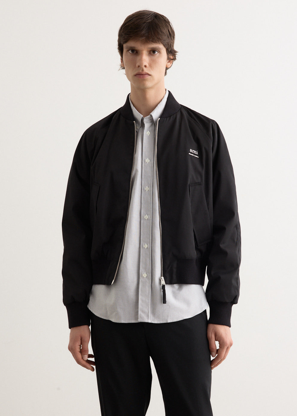 Ami Bomber Jacket Hjk012 Pa0007 Black - Stylish & Warm Outerwear for Men's Casual & Streetwear Fashion