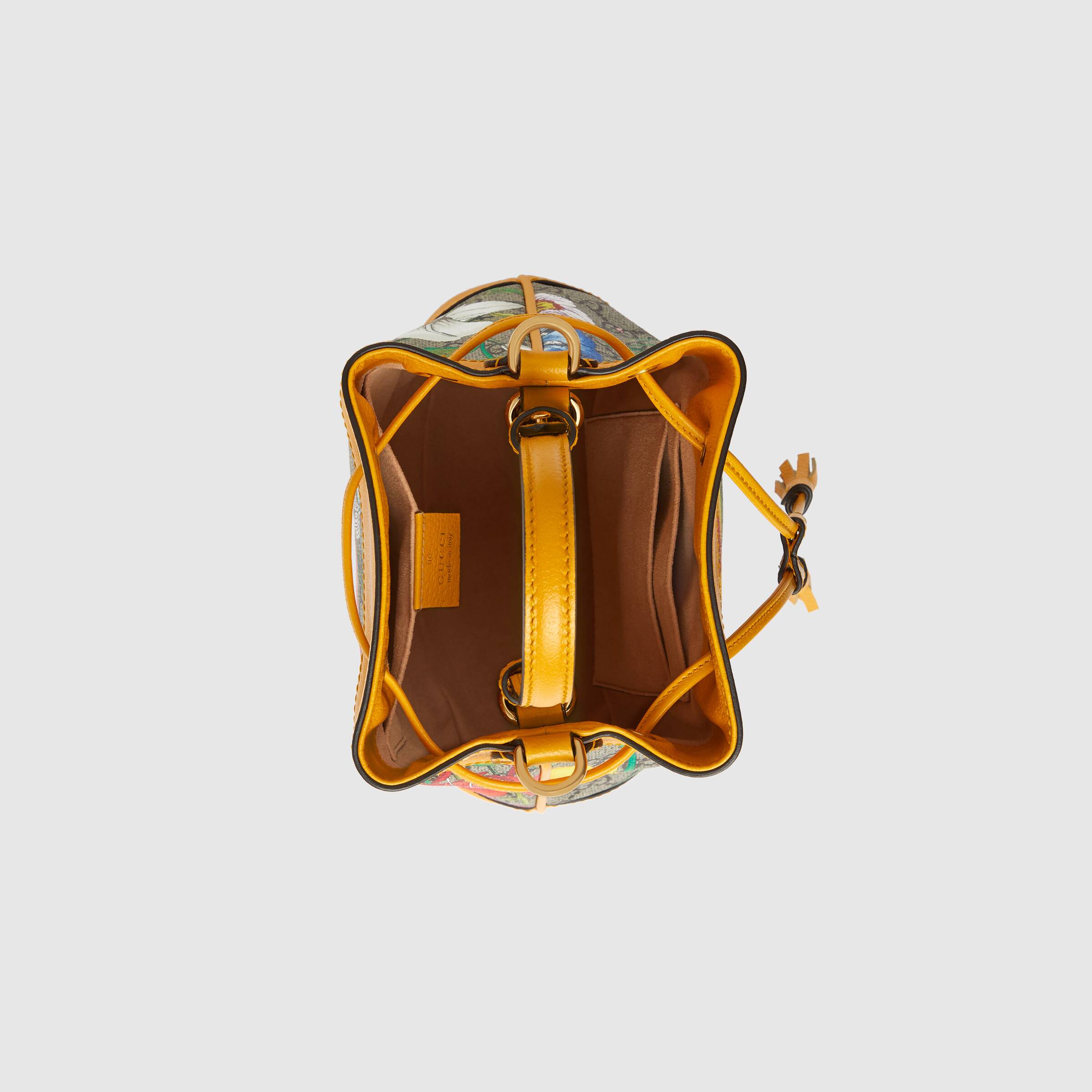 Gucci Ophidia GG Flora Small Bucket Bag in Yellow | Luxury Crossbody Handbag for Women | Perfect for Date Night, Travel & Everyday Use