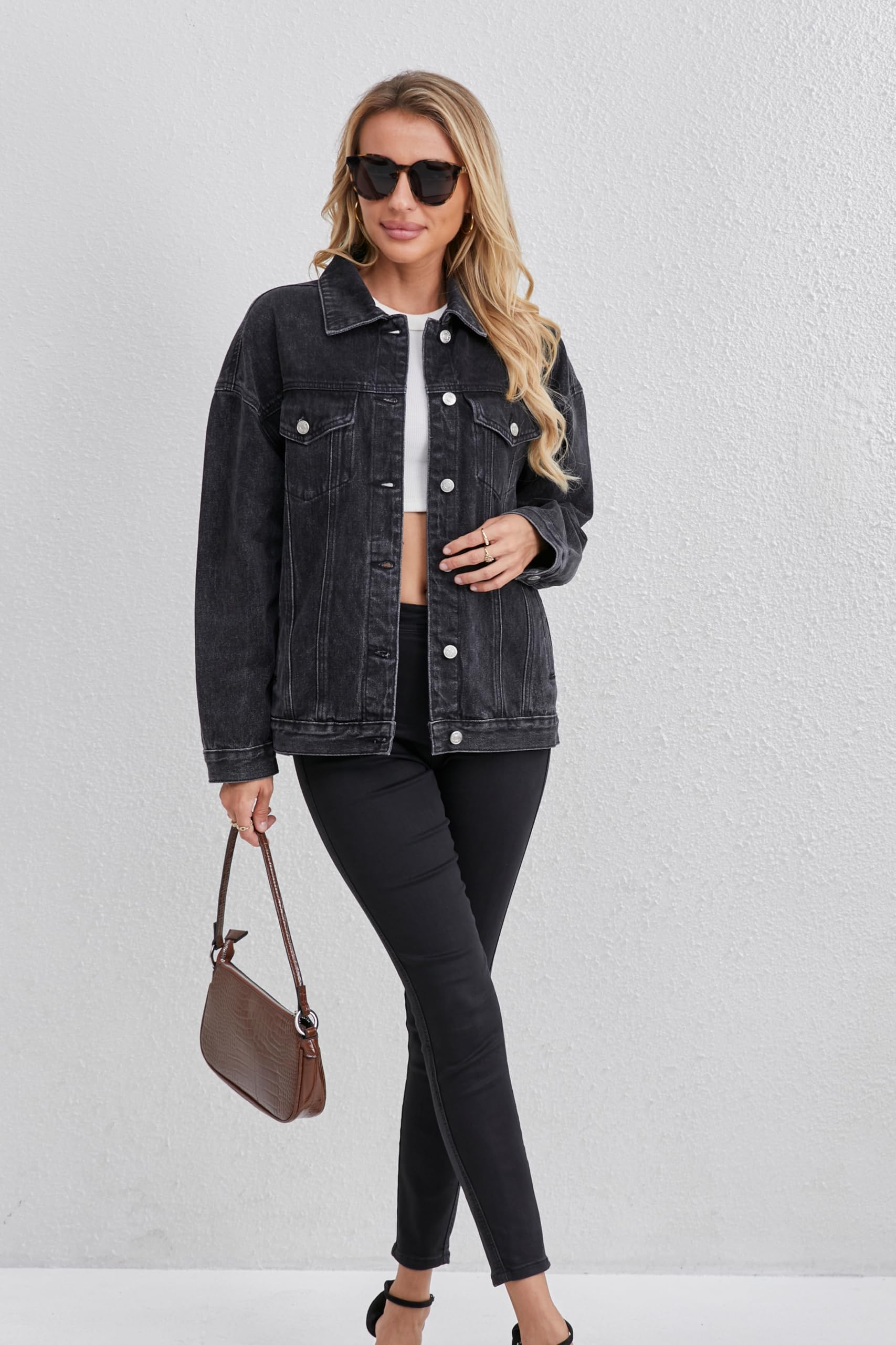 Trendy Oversized Denim Jacket for Women - Loose Long Boyfriend Style Jean Coat | Casual Outfit, Streetwear Fashion, Spring & Fall Layering Essential