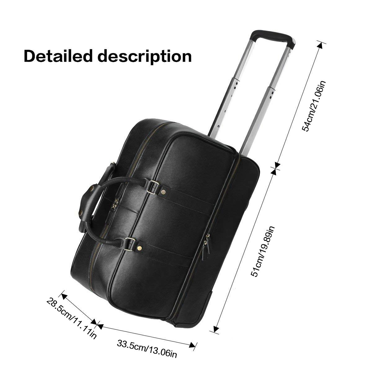 Premium Leather Travel Duffle Bag - Weekender Overnight Bag with Wheels for Business & Leisure Trips | Ideal for Gym, Camping & Weekend Getaways