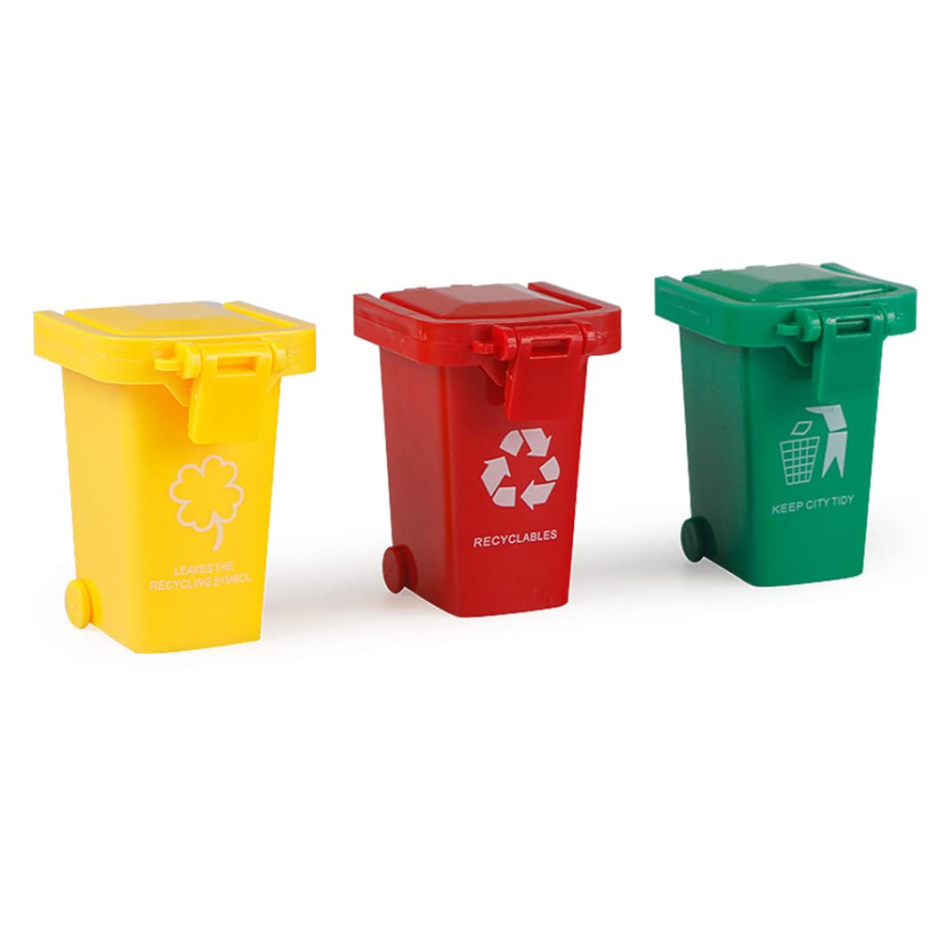 Mini Trash Can Toy Trucks - 3-Piece Colorful Push & Play Garbage Bin Vehicles for Kids | Fun Pretend Play & Room Organization