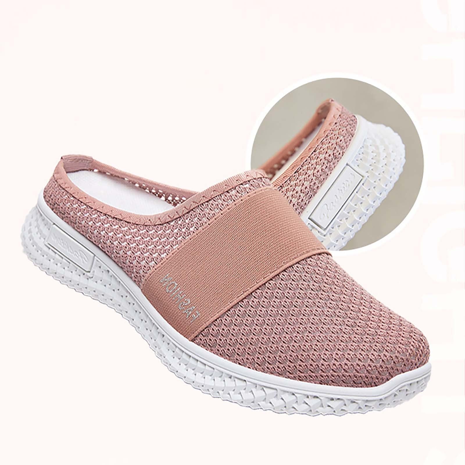 **Women's & Men's Breathable Mesh Slip-On Sneakers - Backless Walking Shoes for Summer, Casual Dress & Tennis - Waterproof Platform Cross Trainer for Gym, Work & Travel**