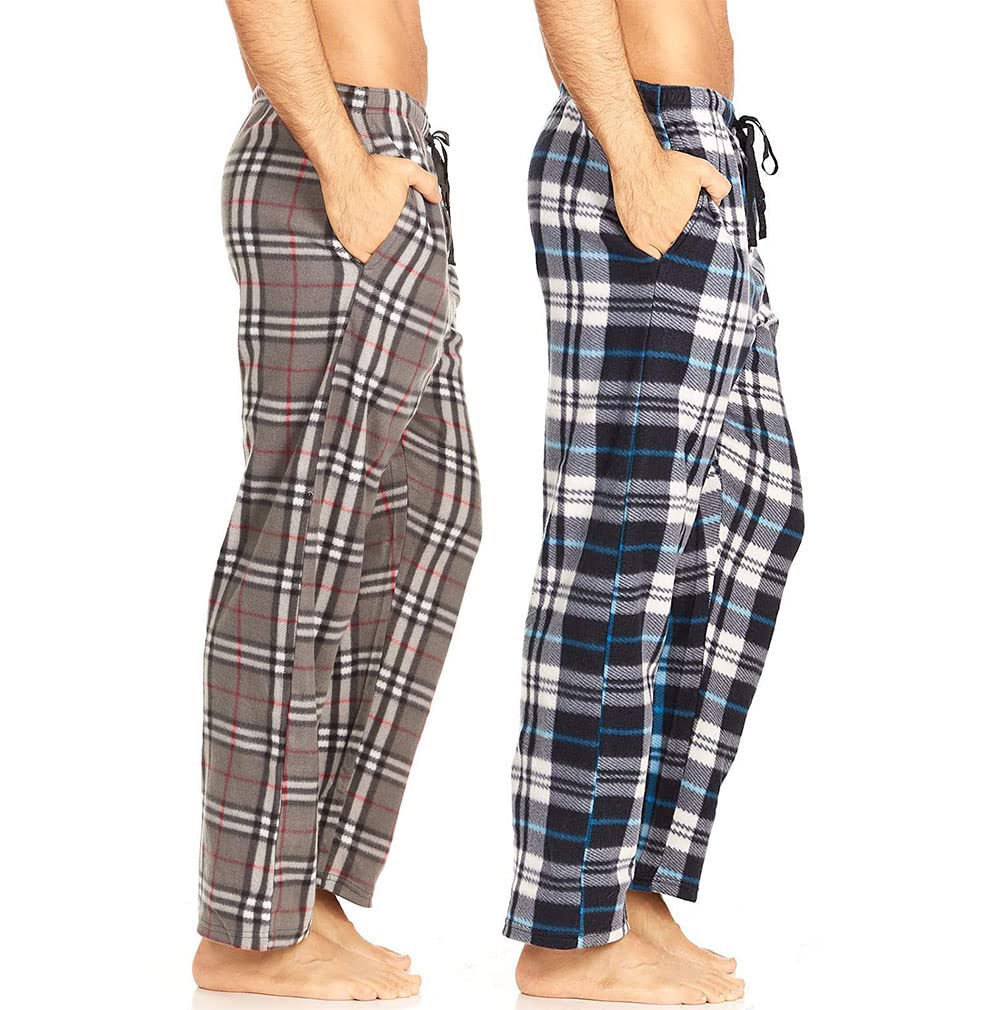 Daresay Men's Fleece Pajama Pants with Pockets - Soft Microfleece Sleepwear & Lounge Pants Multipack for Comfortable Nightwear, Home Relaxation & Winter Lounging