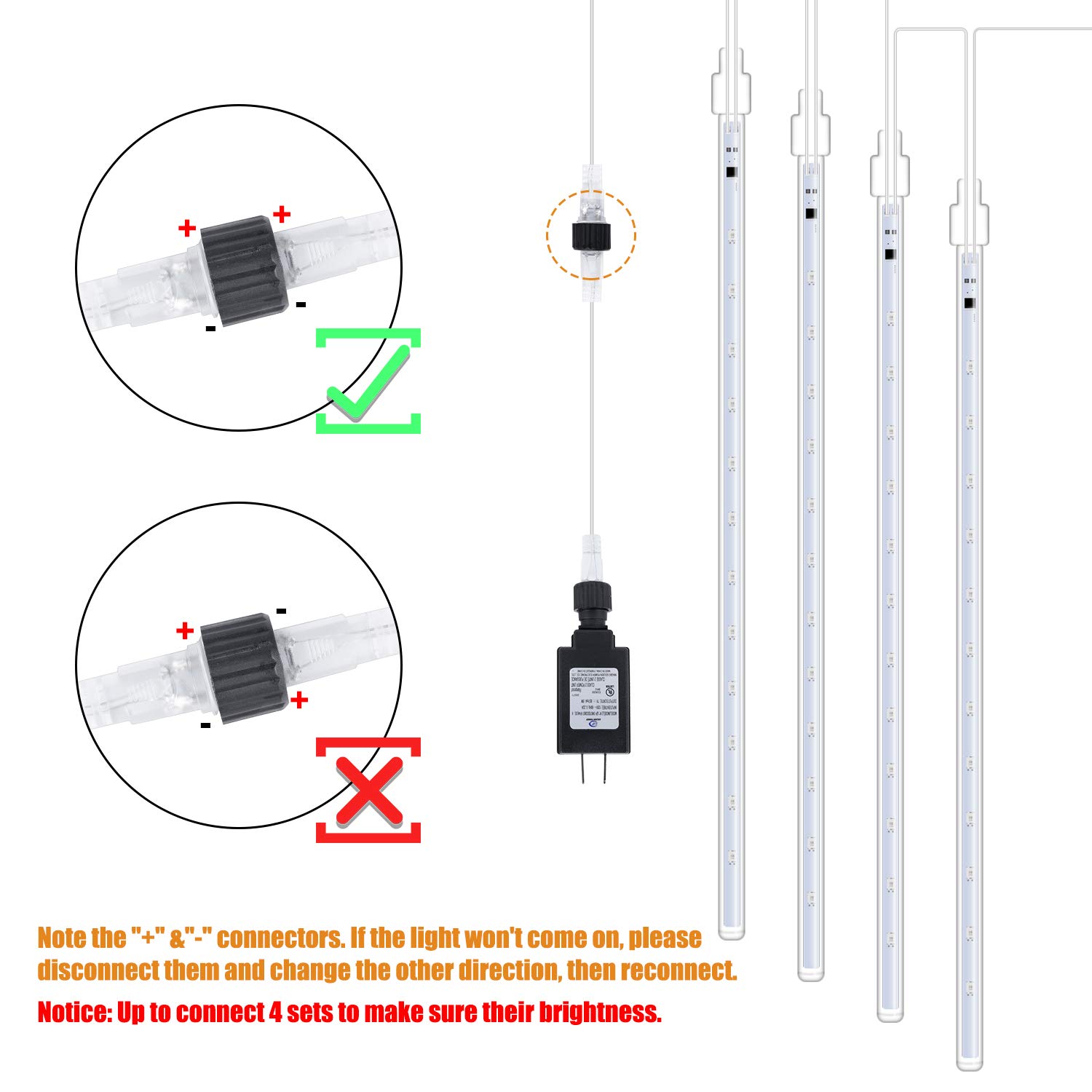 240 LED Meteor Shower Lights Outdoor - 11.8 Inch 10 Tubes Waterproof Snowfall Christmas Lights | Blue Hanging Falling Rain Lights for Trees, Bushes, Holiday Party & Home Decoration (Perfect for Christmas, Garden, Wedding, and Outdoor Events)