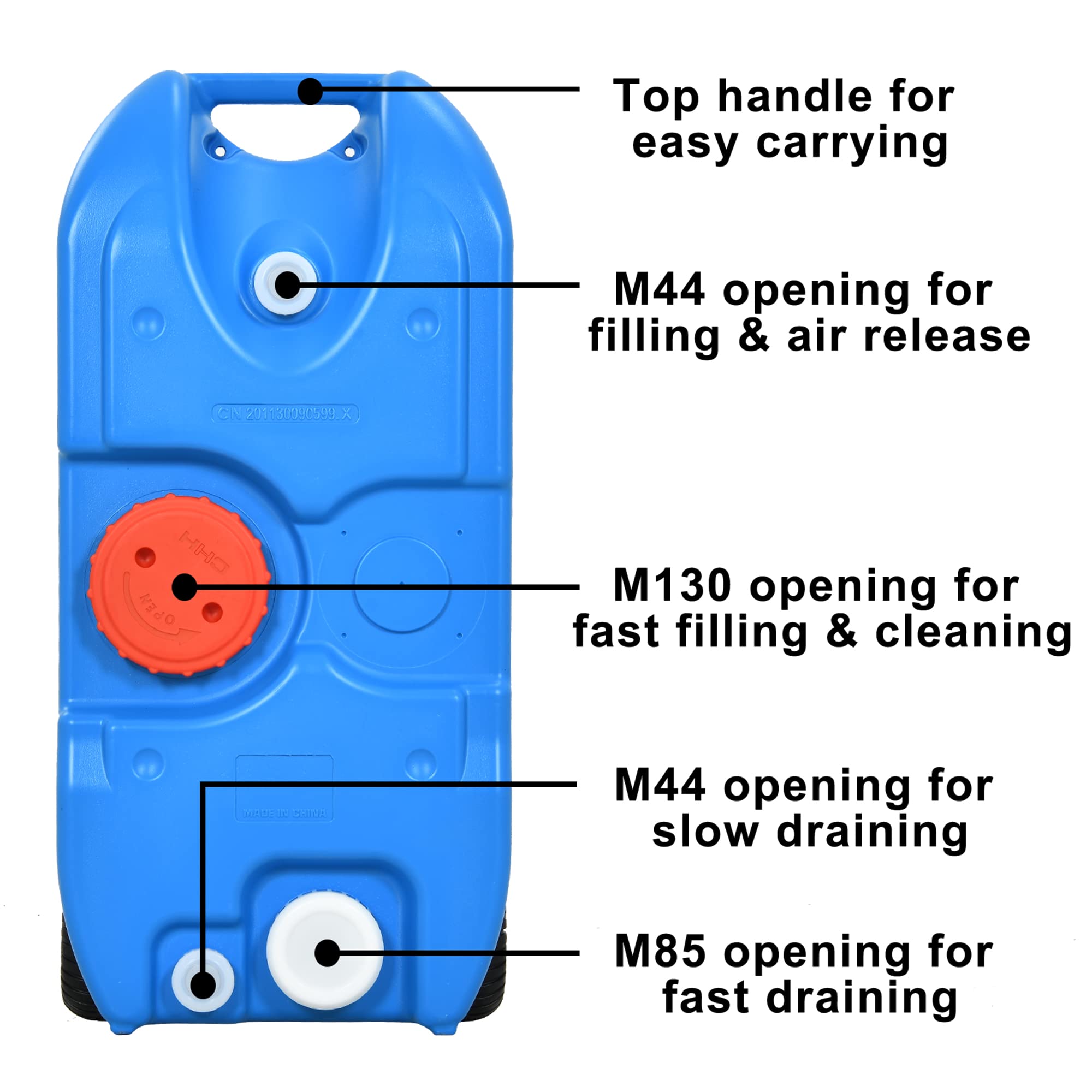 YITAHOME 10.6 Gallon Large Capacity Portable Water Storage Tank with Metal Handle - Odor-Free Camper Water Container with Wheels, Filling Port, Hose & Faucet - Perfect for RV Camping, Outdoor Adventures & Emergency Water Supply (Blue)