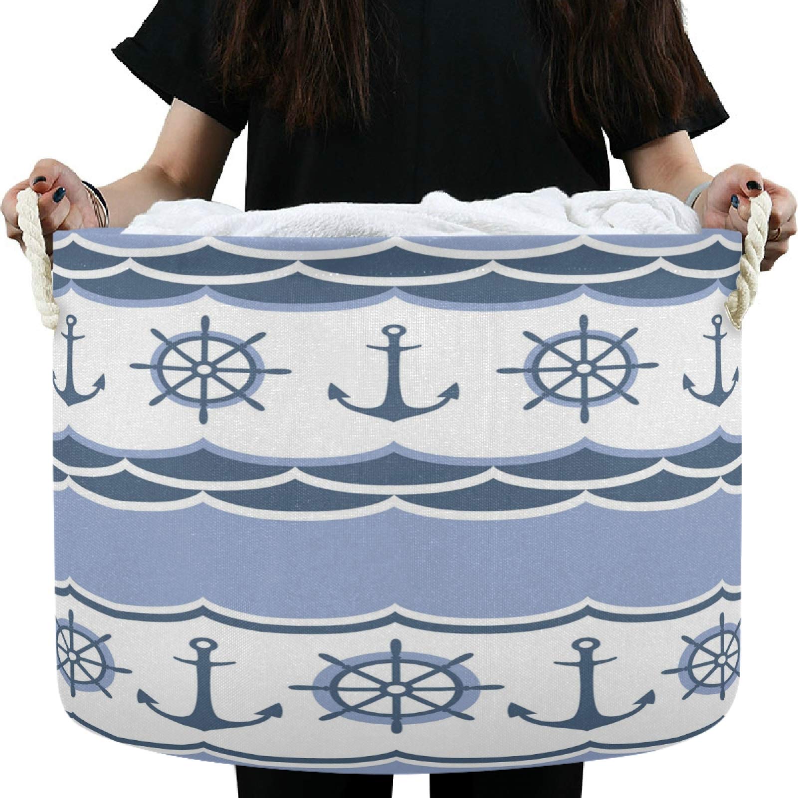 Visesunny Waterproof Canvas Storage Basket - Nursery Hamper, Toy Organizer Bin, Laundry Basket for Kids Room, Playroom & Shelves | Multi-Purpose Storage Solution for Toys, Clothes & Gifts | Perfect for Home Organization & Child-Friendly Spaces