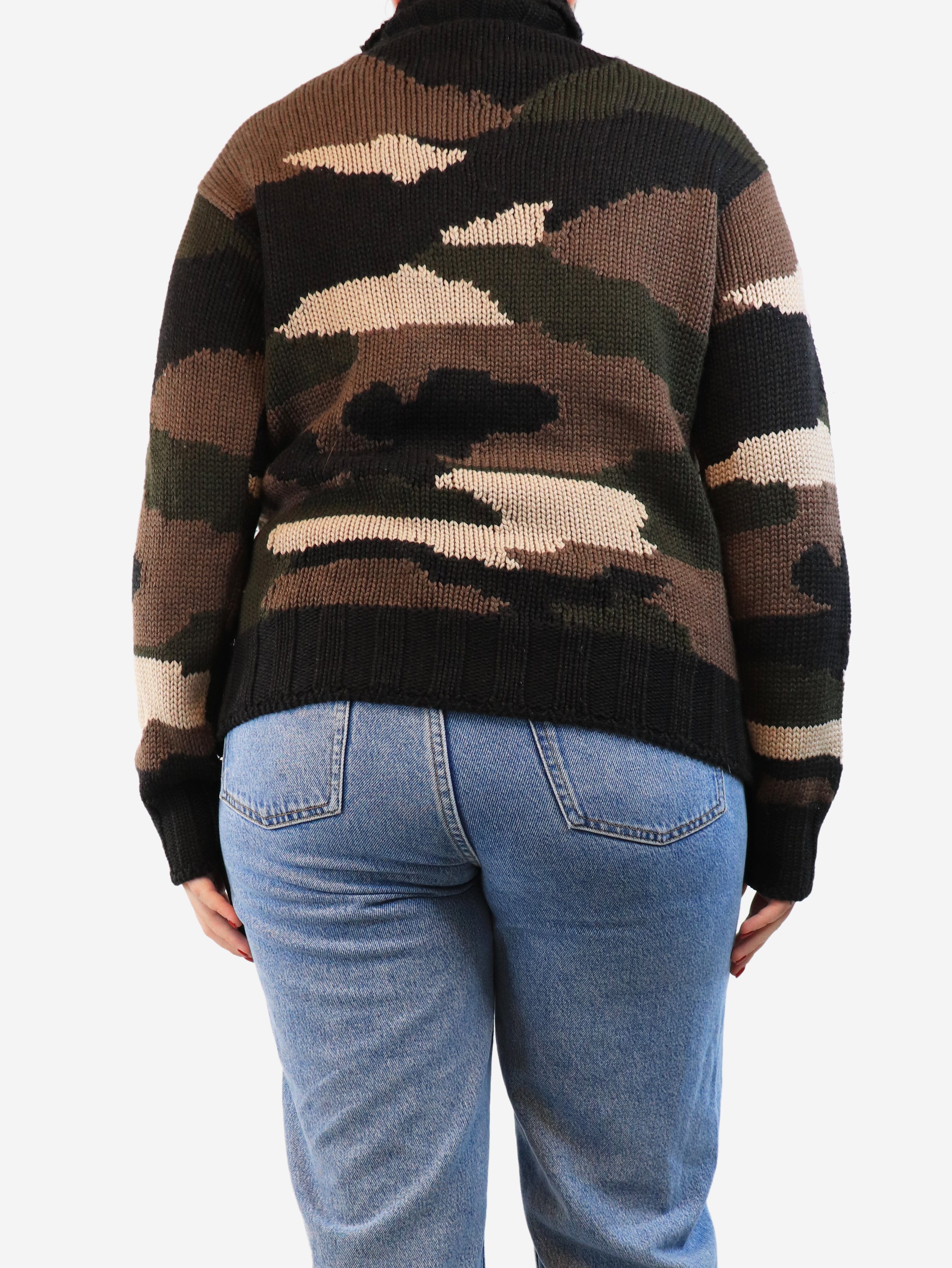 Camo Knit Roll Neck Jumper - Size L for Men | Warm & Stylish Winter Pullover for Outdoor Adventures & Casual Wear