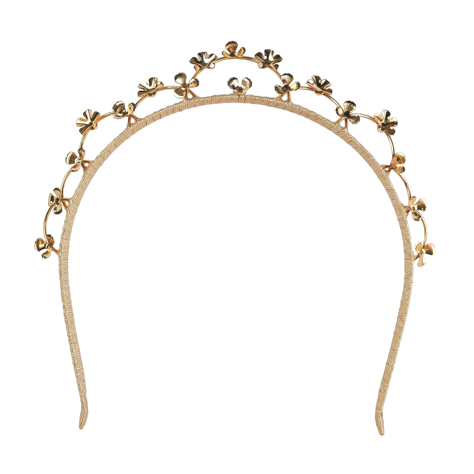 A'el Este Valencia Bridal Floral Crown - Gold Wedding Hair Accessory for Brides, Bridesmaids & Boho Weddings | Perfect for Beach, Garden & Outdoor Ceremonies