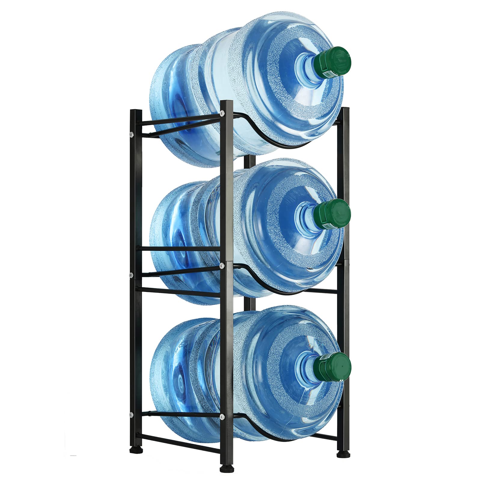 5 Gallon Water Bottle Rack - Heavy Duty Detachable Storage for Home & Office Organization (3-Tier Black) - Perfect for Kitchen & Pantry