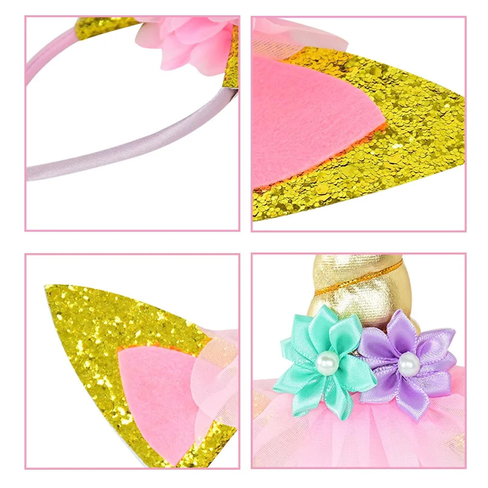 Sparkly Unicorn Horn Headband for Women & Girls - Glitter Hairband for Birthday Party, Halloween Costume, Cosplay, Festival & Fairy Tale Theme Events - Cute Hair Accessory for Dress Up & Photo Props