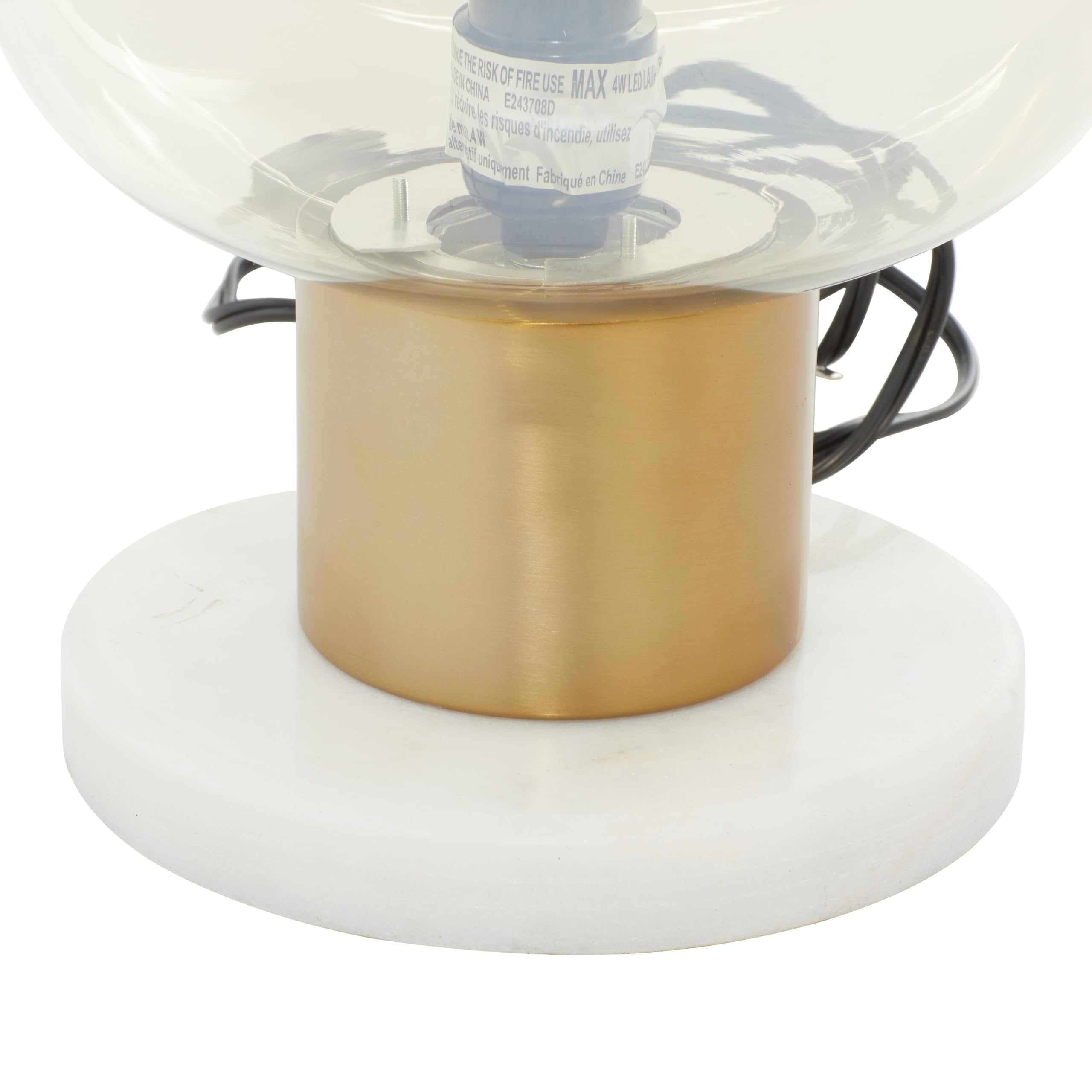 Deco 79 Modern Gold Metal Table Lamp with Clear Dome Shade & Marble Base - 10