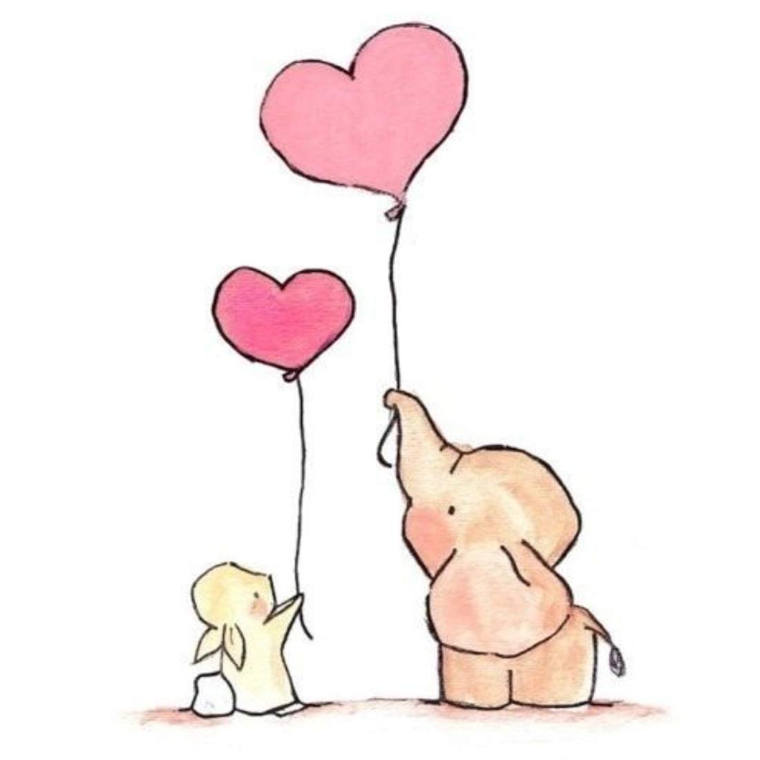 Waterproof Temporary Tattoos for Women & Men - 3D Cute Elephant Heart Balloon Design - 10.5cm x 6cm Body Art Transfer Stickers - Perfect for Parties, Festivals, and Summer Beach Looks