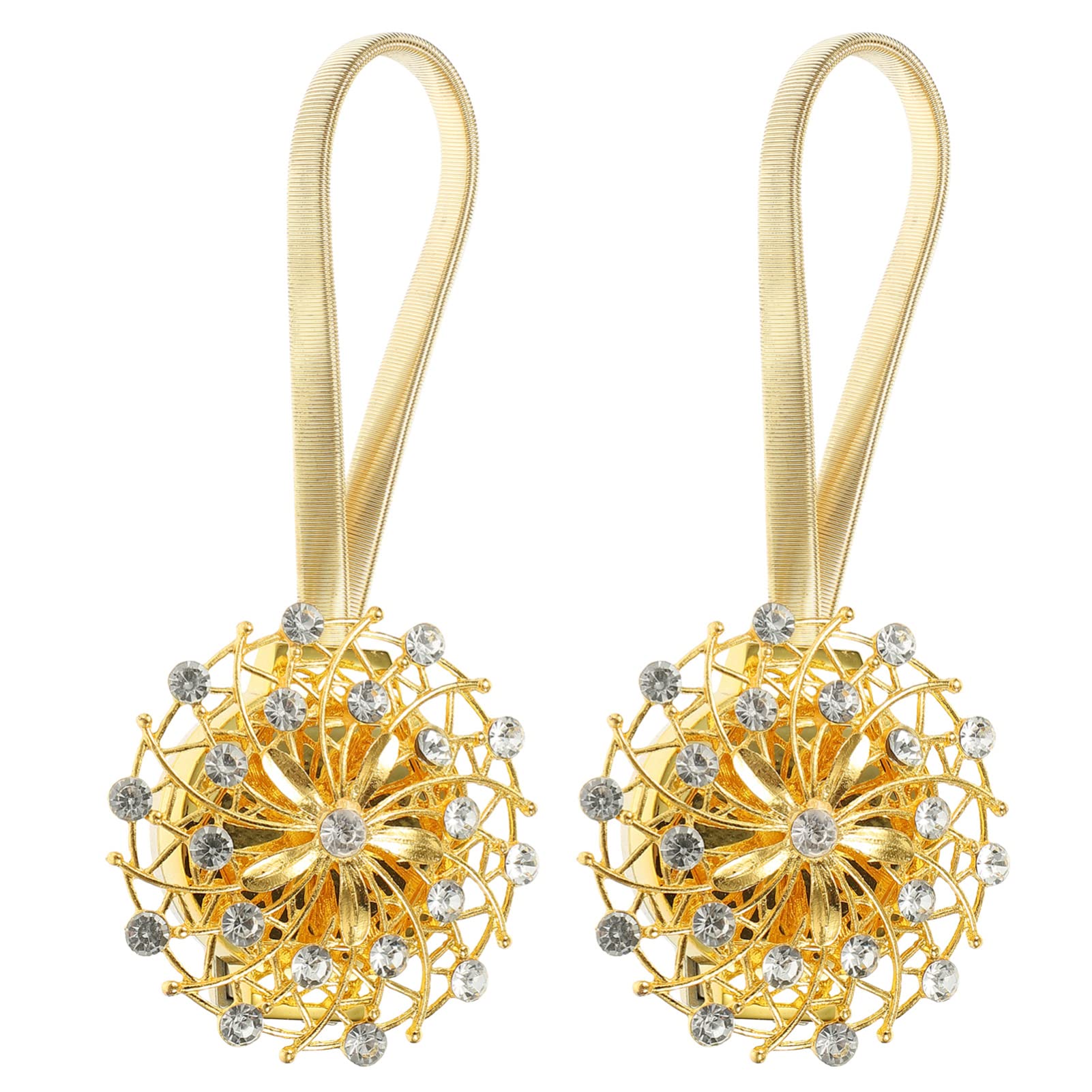 Sparkling Rhinestone Curtain Tiebacks - 2 Pack Bling Drapery Holdbacks for Windows, Elegant Curtain Buckles for Living Room & Bedroom Decor | Perfect for Weddings, Home Theater & Luxury Interior Design