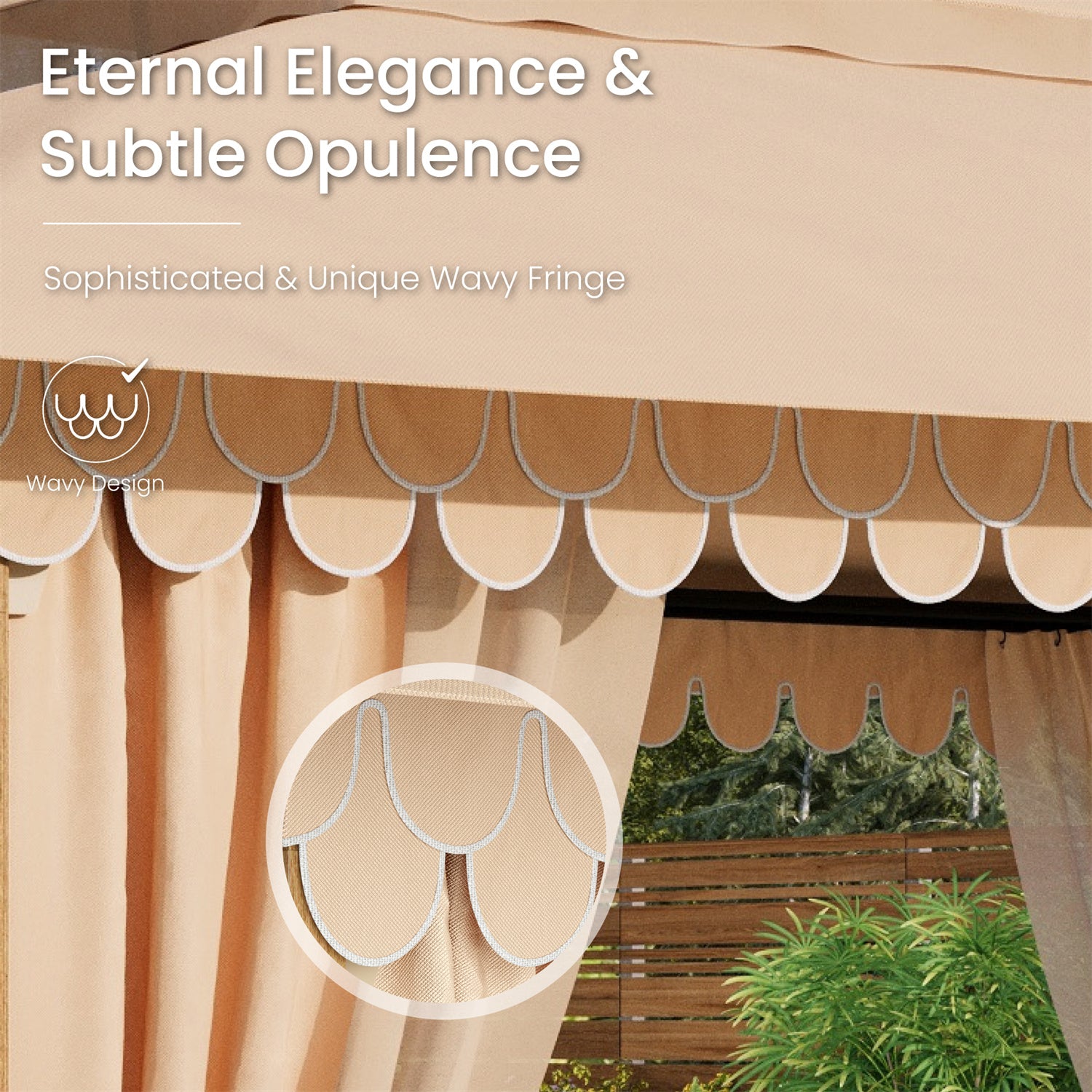 Phi Villa 10' x 13' Outdoor Patio Canopy Gazebo with Mosquito Netting & Privacy Curtains - Perfect for Backyard, Garden, and Poolside Relaxation
