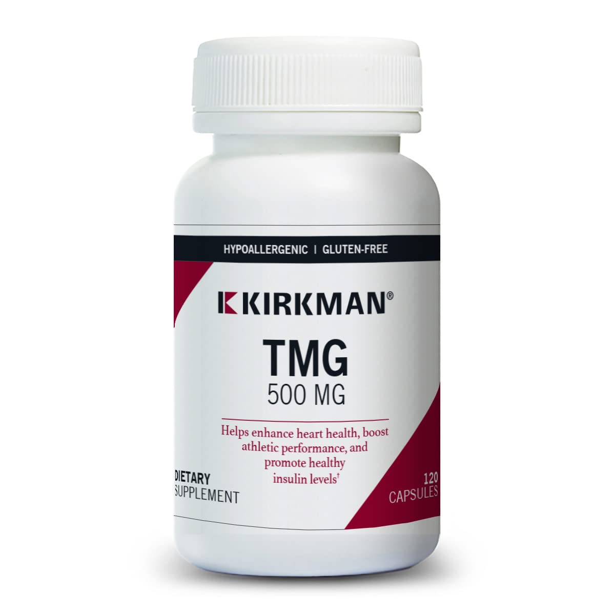 Kirkman TMG 500mg Trimethylglycine Supplement - 120 Vegetarian Capsules - Hypoallergenic, Gluten Free, Casein Free - Supports Heart Health & Liver Function - Perfect for Athletes & Detox Programs