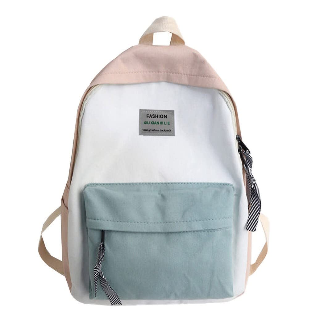 YaoyaoK Women's Waterproof Nylon Backpack - Stylish School, Travel & Laptop Daypack for Work, College & Casual Use (Pink) | Lightweight Durable Bag for Commuting, Hiking & Everyday Essentials