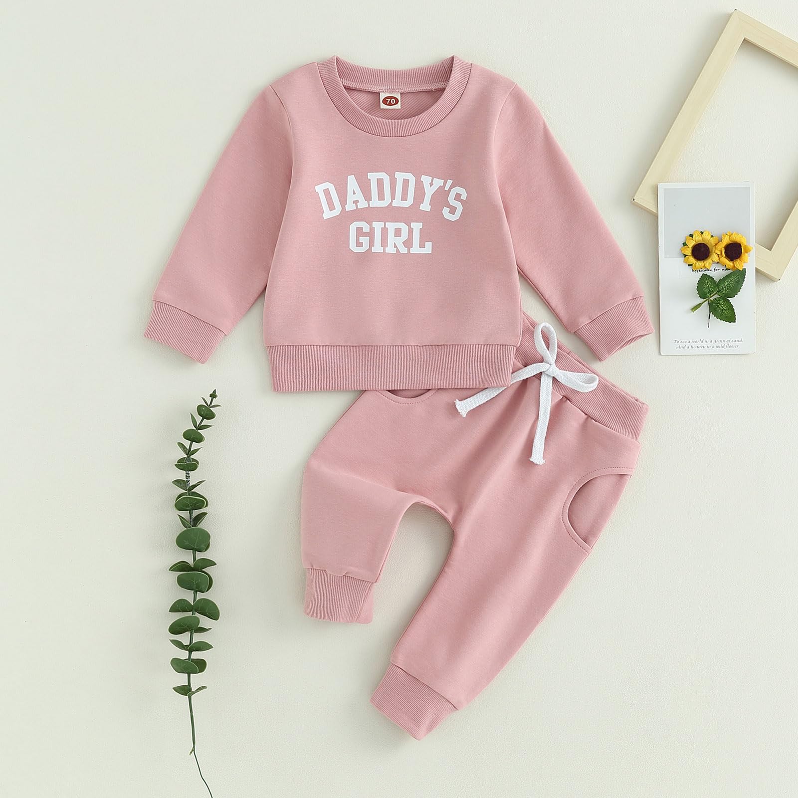 Daddy's Girl 2-Piece Toddler Outfit - Long Sleeve Letter Print Sweatshirt & Pants Set | Fall Winter Baby Clothes for Girls | Cute Matching Outfits for Playdates & Family Photos