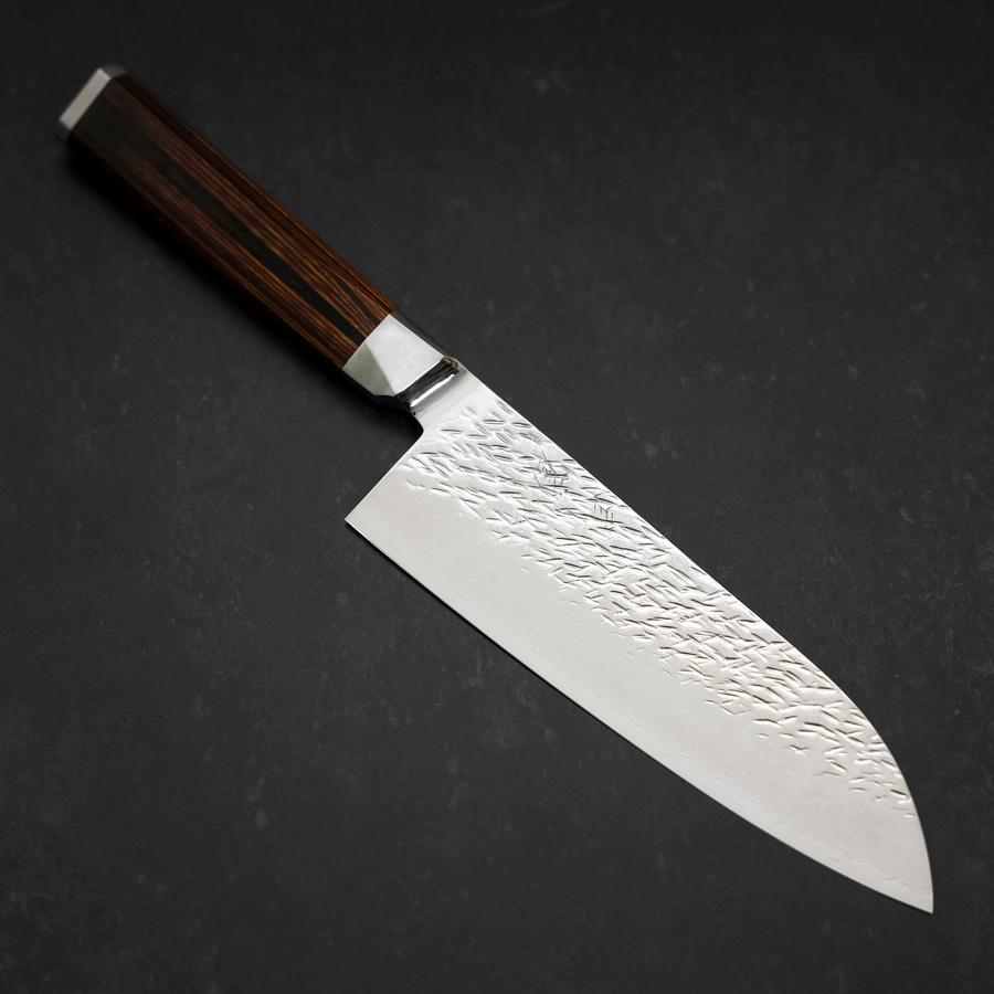 Premium Santoku SG2 Tsuchime Damascus Chef Knife 7.1