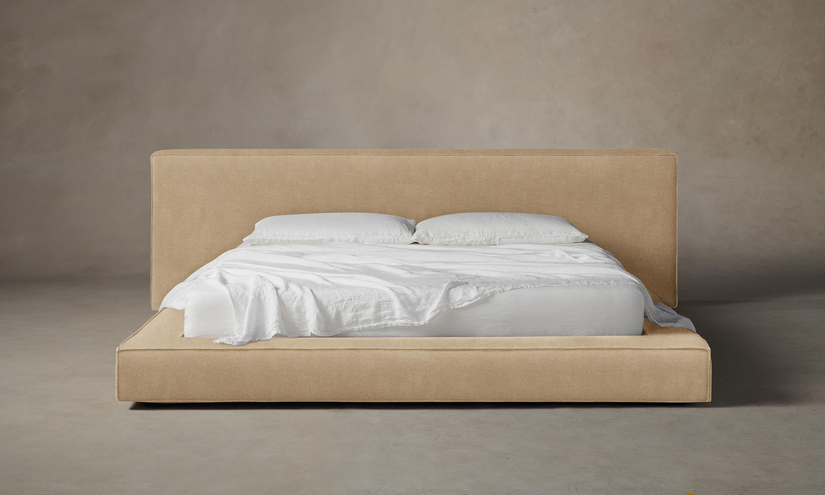 Premium Mohair Almond The Eldridge Bed - Luxurious Comfort for Modern Bedrooms & Cozy Home Decor