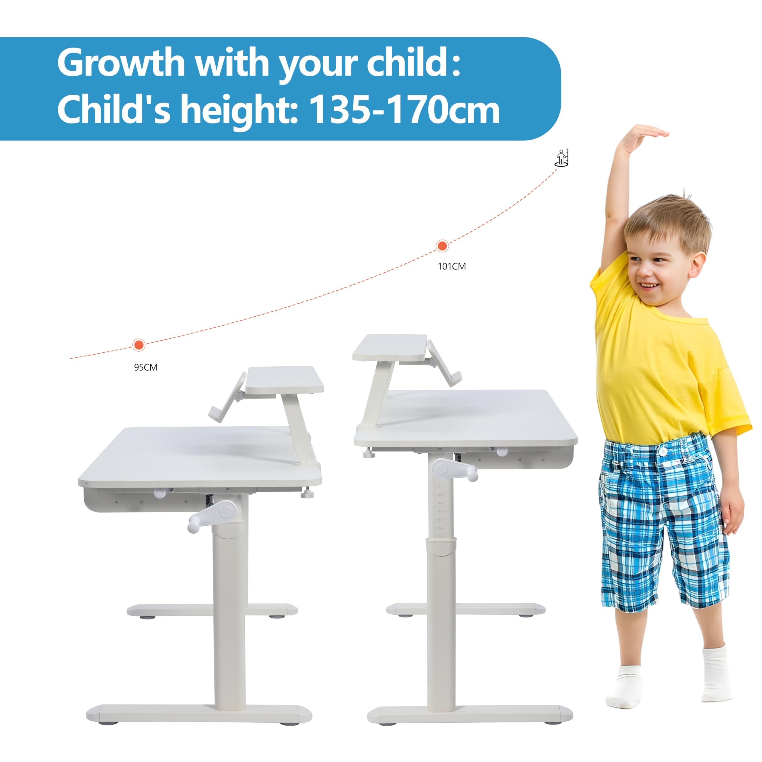 **Adjustable Kids Study Desk with Detachable Bookshelf - 47