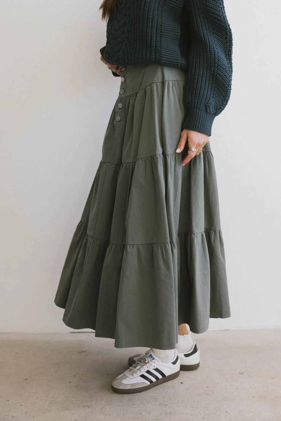 Luna Tiered Maxi Skirt in Sage Green - Flowy Boho Long Skirt for Women - Perfect for Beach, Summer Outfits & Festivals