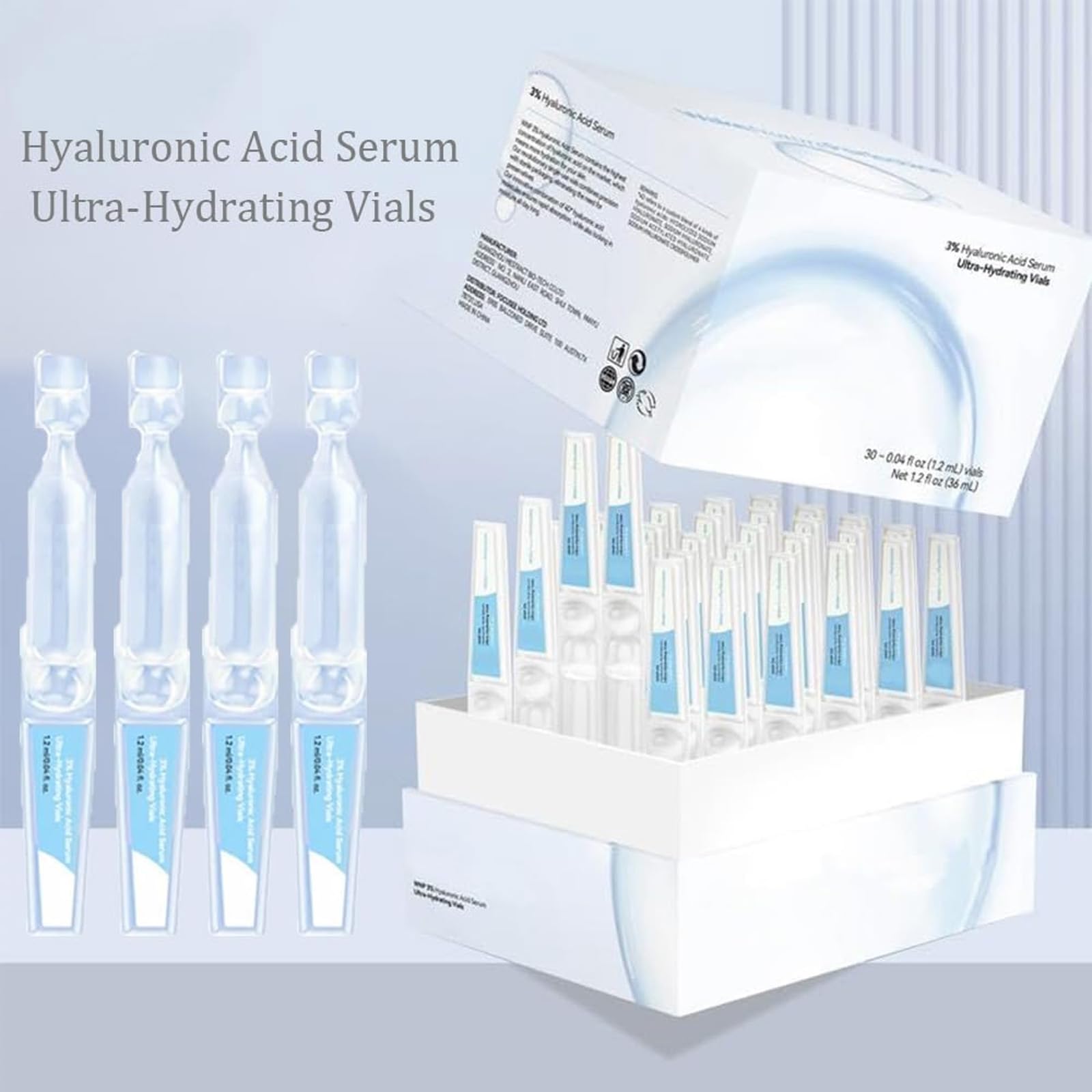 Turmskin Hyaluronic Acid Serum - 3% Ultra-Hydrating Facial Serum (30 Vials) | Deep Moisturizing for Dry Skin, Anti-Aging & Skin Repair | Perfect for Night Routine, Travel Skincare & Daily Hydration Boost