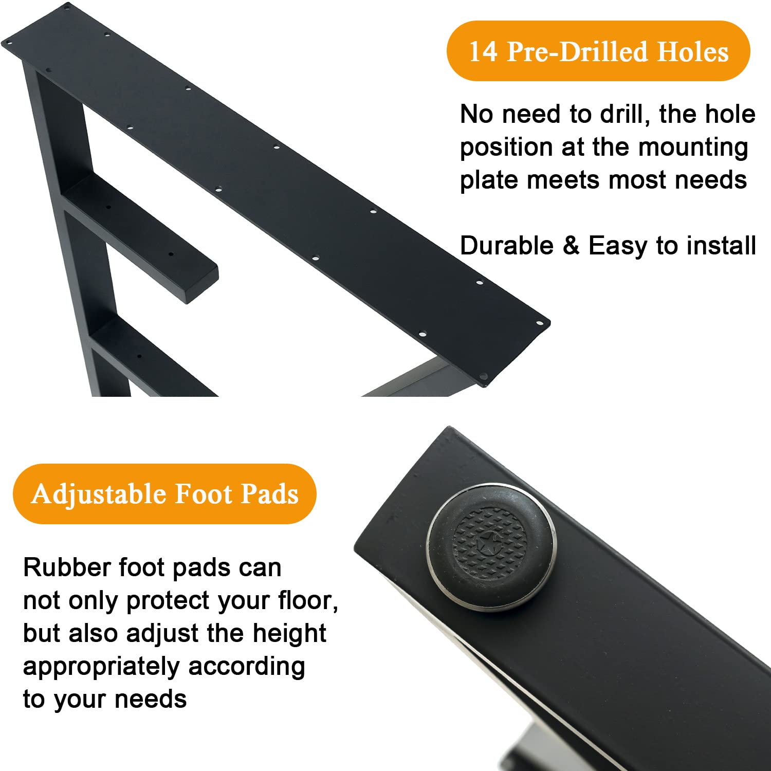 Upgraded 3-Tier Metal Table Legs - Heavy Duty Steel Desk Legs 28