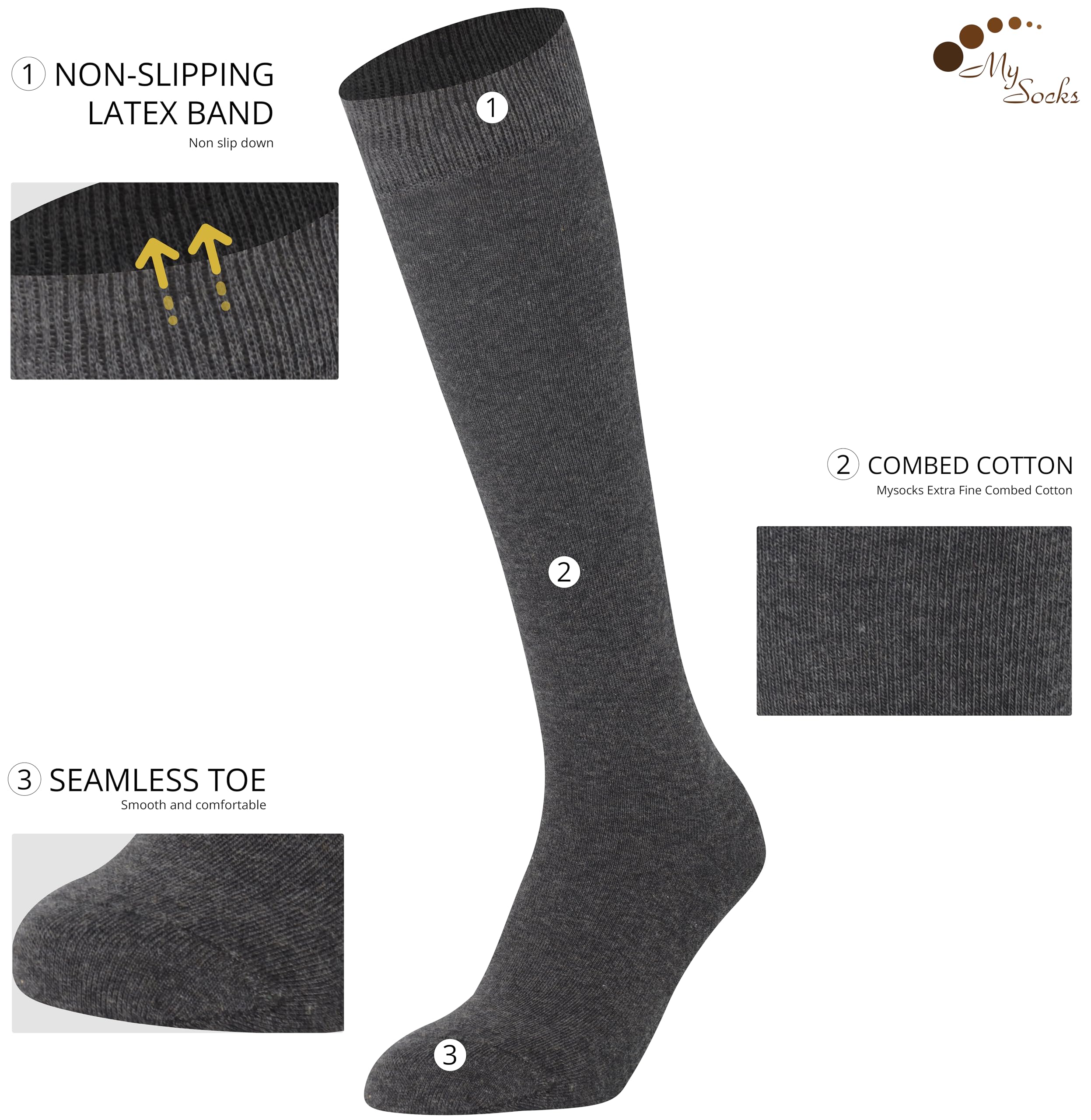 Premium Knee High Socks for Women & Men - Soft Combed Cotton, Seamless Toe Design - Tall Long Socks for Running, Hiking & Everyday Comfort