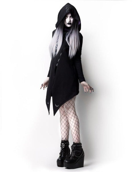 Stylish Halloween Irregular Hooded Jacket for Women & Men - Spooky Costume & Party Outfit - Perfect for Trick or Treating, Cosplay & Halloween Events