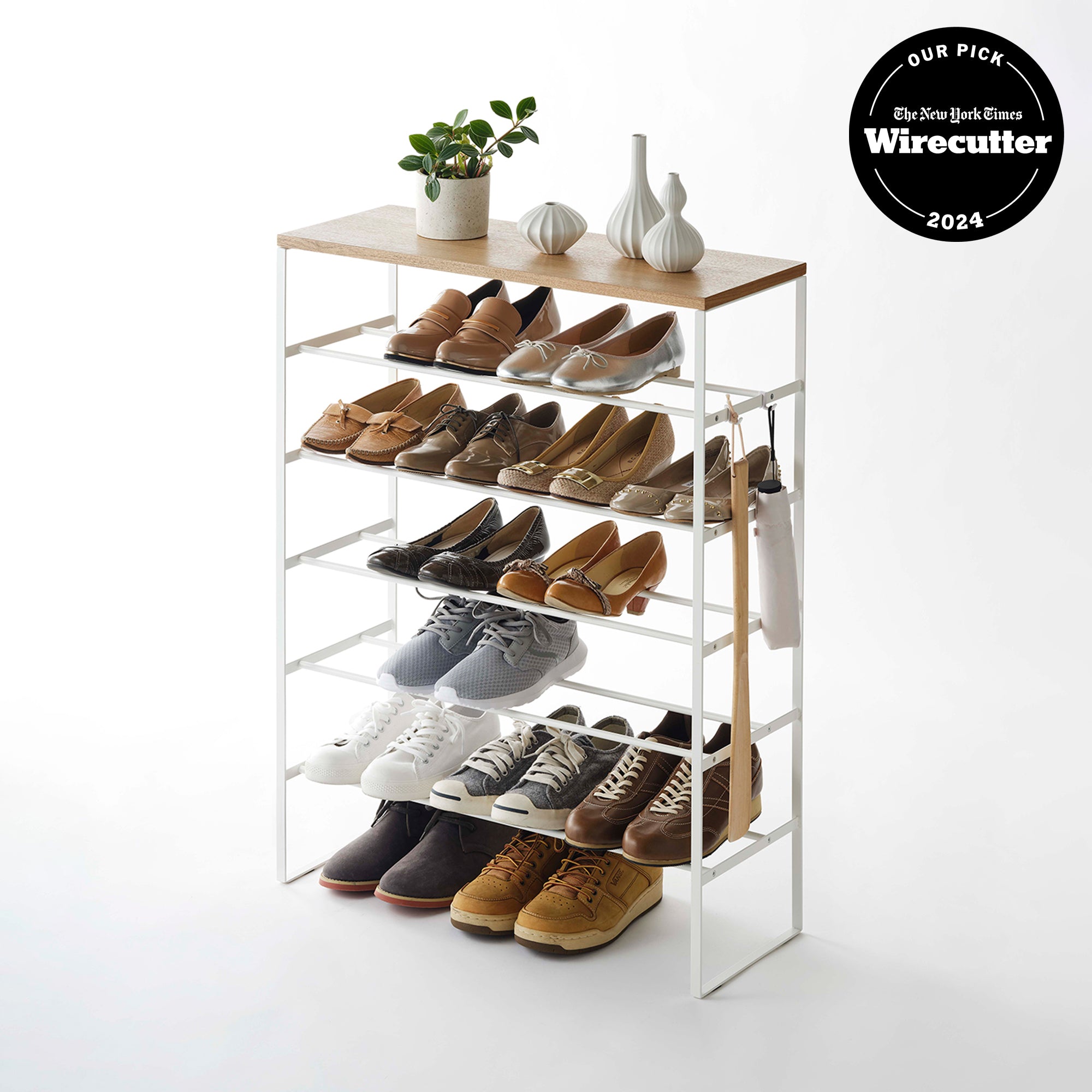 6-Tier Shoe Rack Organizer - 34 Inch Tall Steel Shoe Storage Shelf for Entryway, Closet & Bedroom - Space Saving Shoe Cabinet for Sneakers, Boots & Heels
