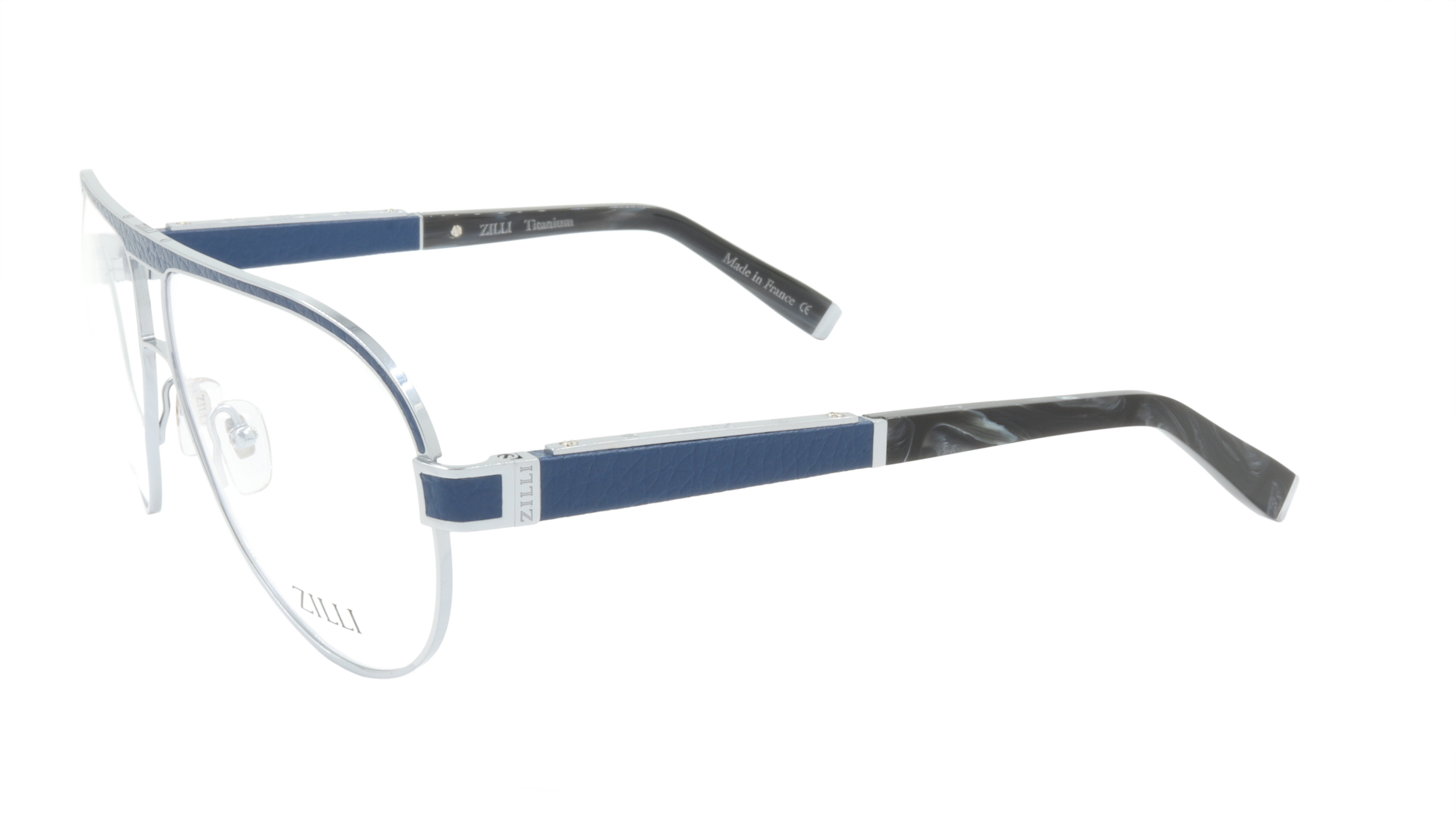 ZILLI ZI 60045 C03 Premium Titanium & Acetate Eyeglass Frames with Genuine Leather Temples - Handcrafted in France | Perfect for Business Professionals & Luxury Fashion Enthusiasts