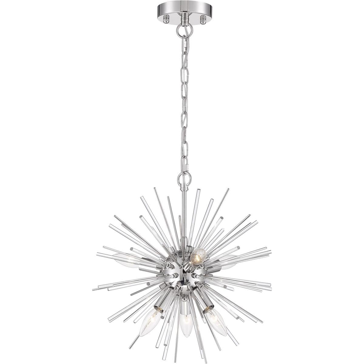 Nuvo 60/6991 Cirrus 6-Light Chandelier in Polished Nickel with Glass Rods - Elegant Dining Room & Entryway Lighting Fixture