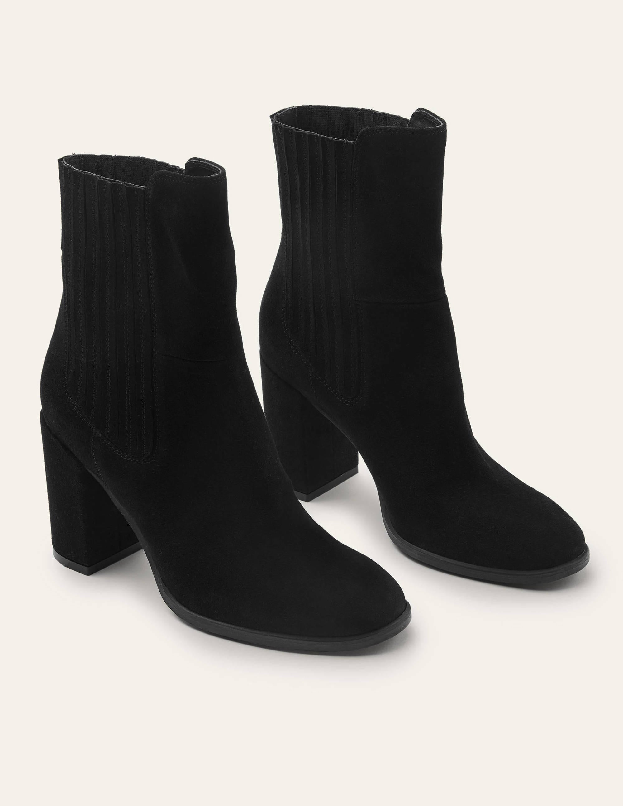 Black Suede Block Heel Ankle Boots for Women - Comfortable Chunky Heel Booties for Fall & Winter - Perfect for Office, Dating & Night Out