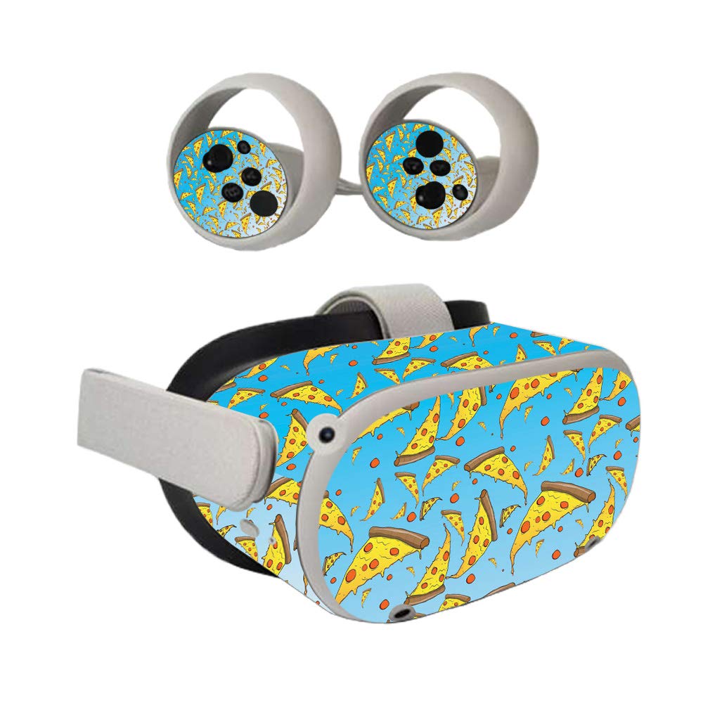 MightySkins Custom Vinyl Skin Wrap for Oculus Quest 2 - Raining Pizza Design | Protective & Durable Decal Cover | Easy to Apply & Remove | Made in USA | Perfect for Gaming, VR Enthusiasts & Personalization