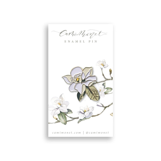 Magnolia Flower Enamel Pin - Elegant Botanical Brooch for Jackets, Bags & Hats | Perfect Gift for Nature Lovers & Fashion Accessories