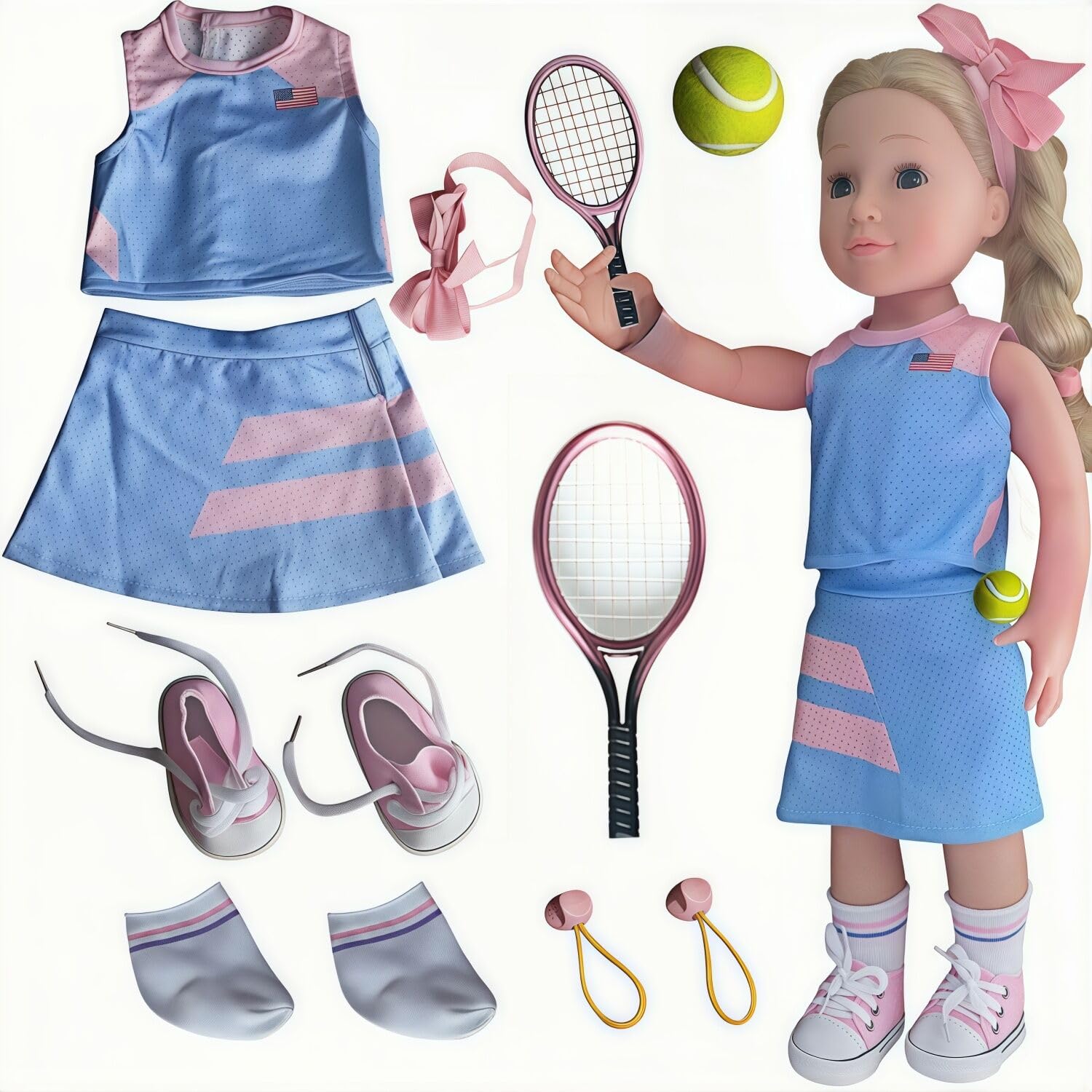 18 Inch Doll Clothes & Accessories Set - Tennis Sports Outfits for 18
