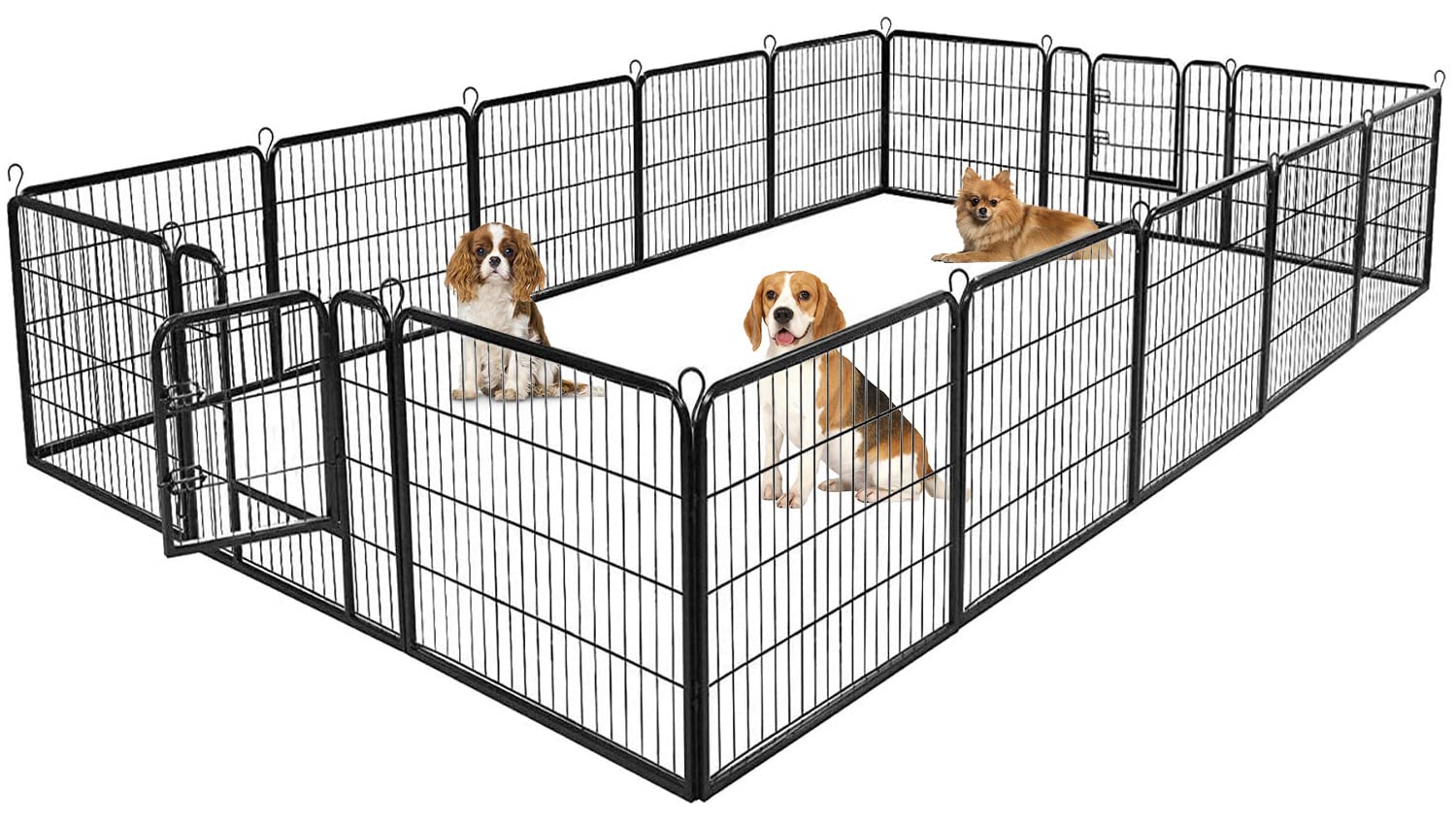 BestPet 32 Inch 16-Panel Metal Dog Playpen - Indoor/Outdoor Pet Exercise Pen with Door for Puppies & Dogs - Great for RV, Camping, Yard & Home Use - Black