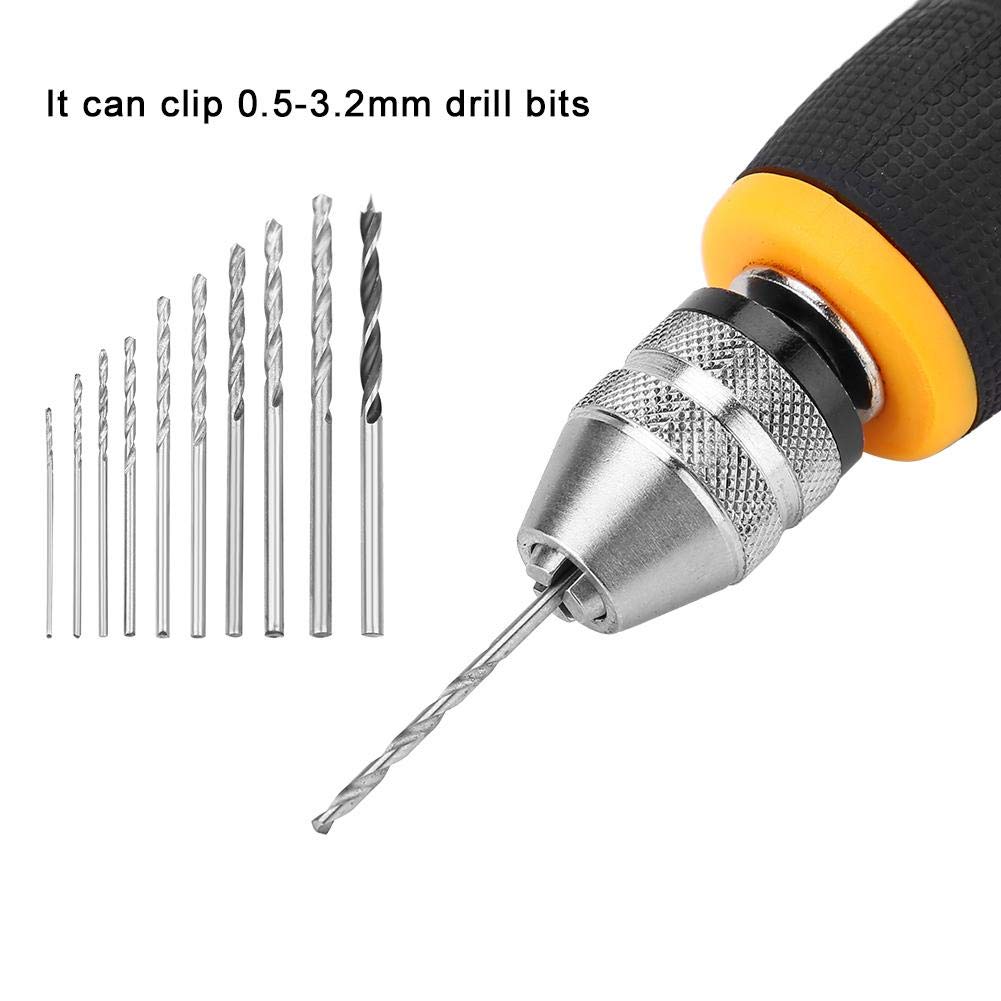 Micro Mini Hand Drill Tool Kit - Portable Precision Pin Vise with 10 Twist Drill Bits (0.8-3.0mm) for Woodworking, Jewelry Making, Model Crafting - Perfect for Walnut, Amber & Beeswax Carving - DIY Crafts & Small Repair Projects