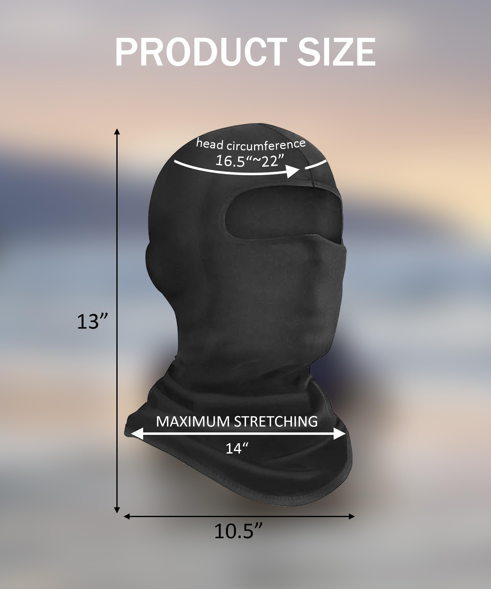 Balaclava Face Mask for Men & Women - Cold Weather Ski Mask, Breathable Stretchable Winter Face Cover for Motorcycle Riding, Snowboarding, Skiing & Outdoor Activities (Black)