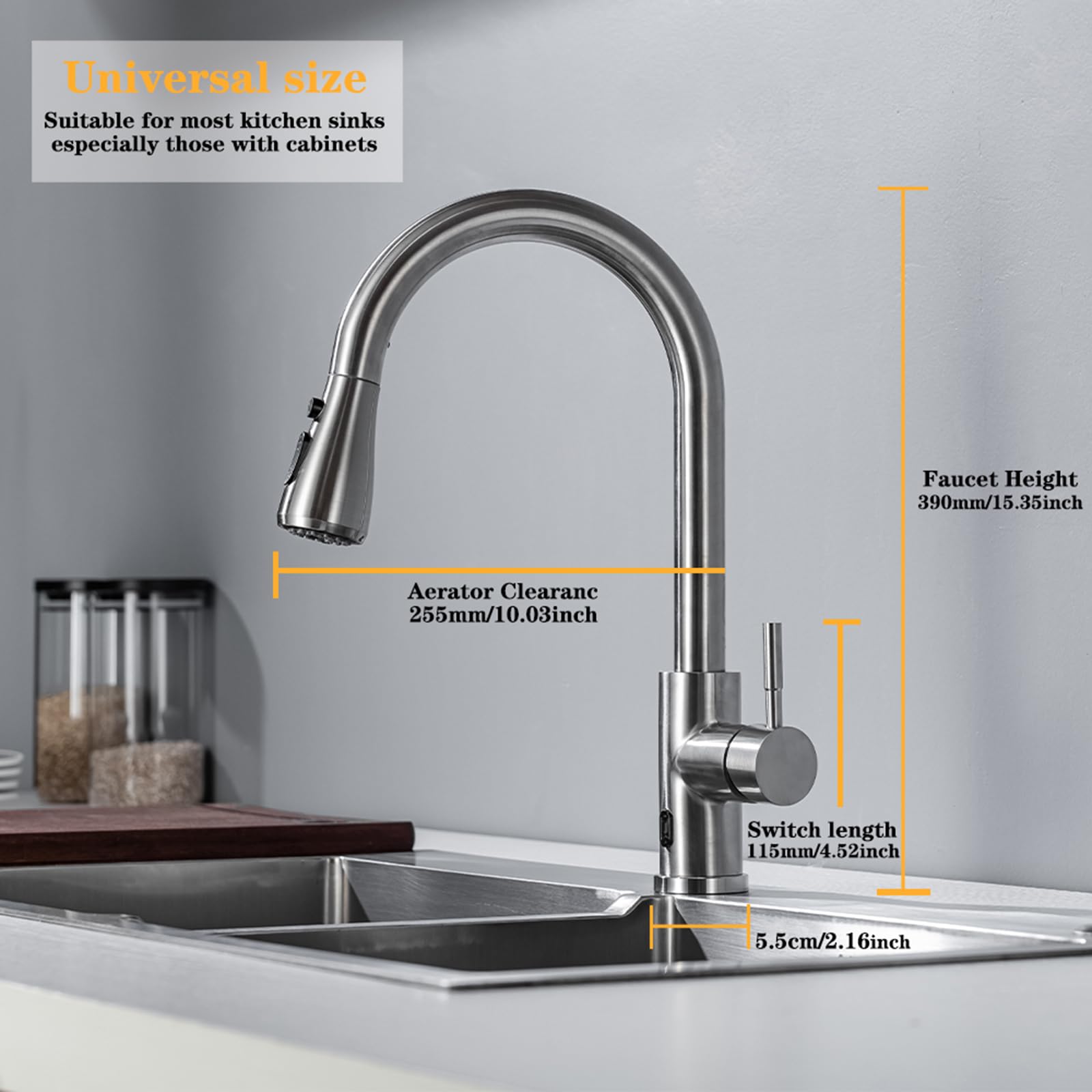 **Touchless Kitchen Faucet with Pull-Down Sprayer - Brushed Nickel, Infrared Sensor, Stainless Steel, Single Handle - Ideal for Modern Kitchens & Hygienic Cooking**