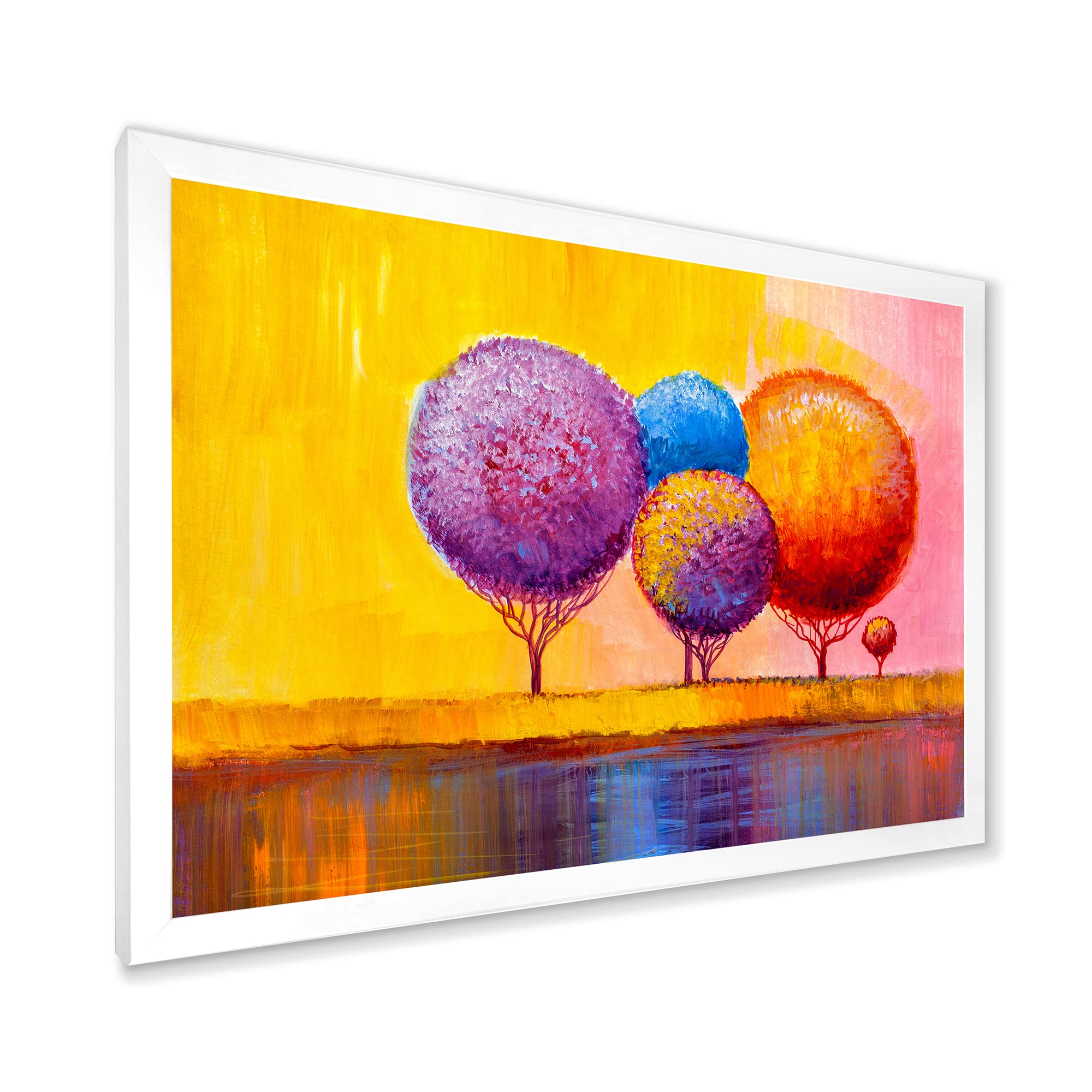 DesignQ Autumn Fantasy Trees - Modern Framed Wall Art for Living Room, Bedroom & Office Decor | Nature-Inspired Home Decoration