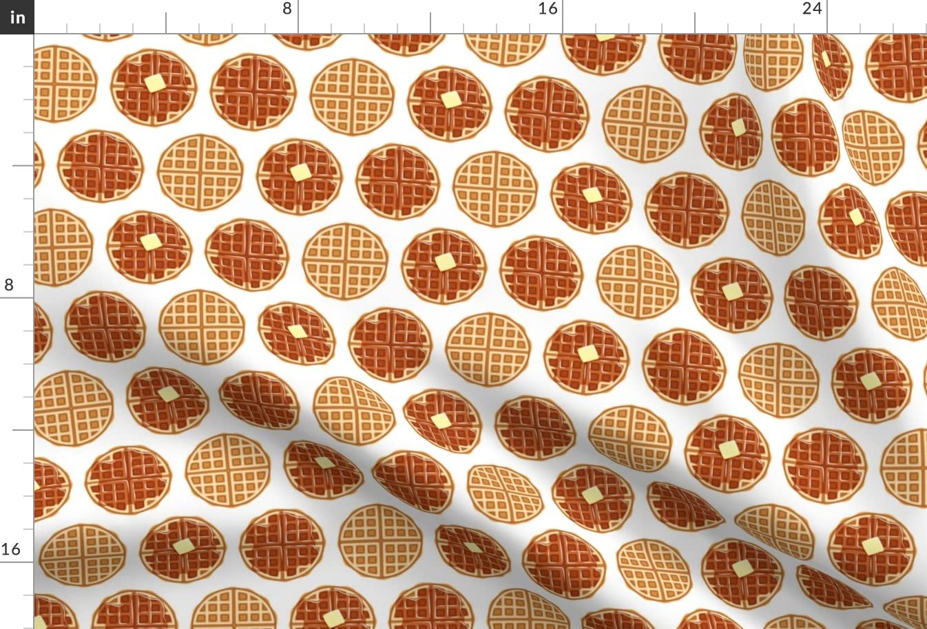 Waffle Breakfast Food Junk Print Minky Fabric by The Yard - Soft Plush Material for Sewing Baby Blankets, Quilt Backing & DIY Projects - Perfect for Nursery Decor, Gift Making & Cozy Home Textiles