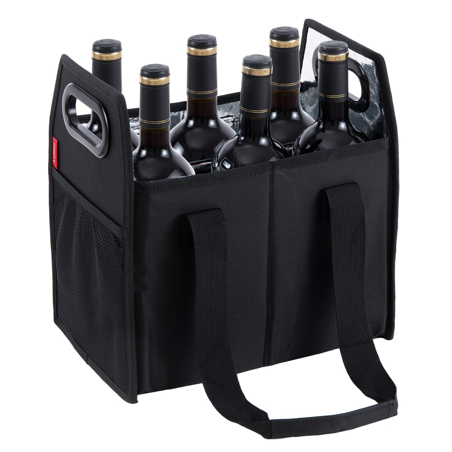Collapsible 6-Bottle Wine Carrier Case - Reusable Portable Wine Storage Box for Travel, Picnics & Grocery Shopping - Perfect for Moving, Vacations & Wine Tasting Accessories