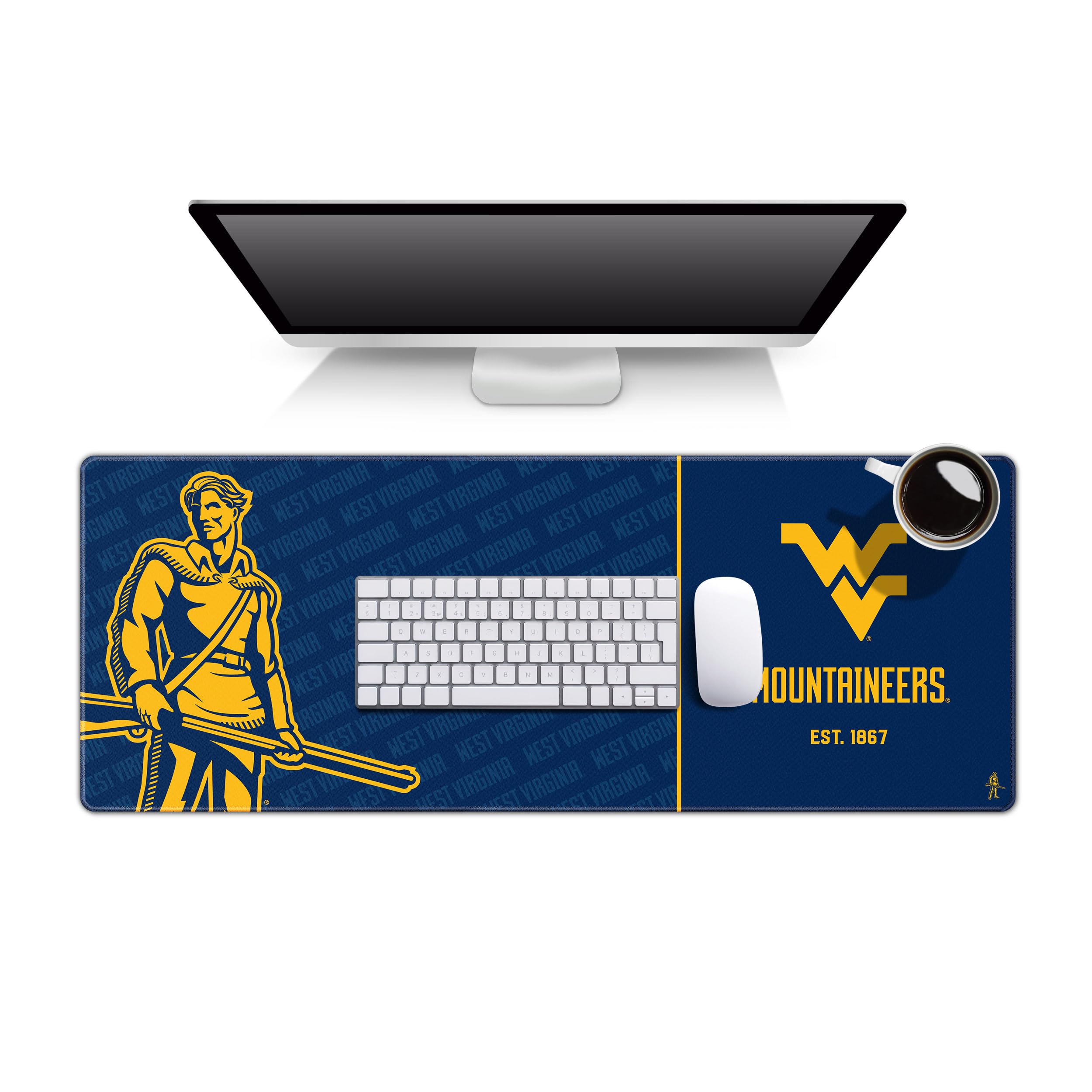 YouTheFan NCAA West Virginia Mountaineers Logo Series Desk Pad - Non-Slip Mouse Pad for Office & Gaming - Perfect for WVU Fans, Students & Alumni (SMU Size)